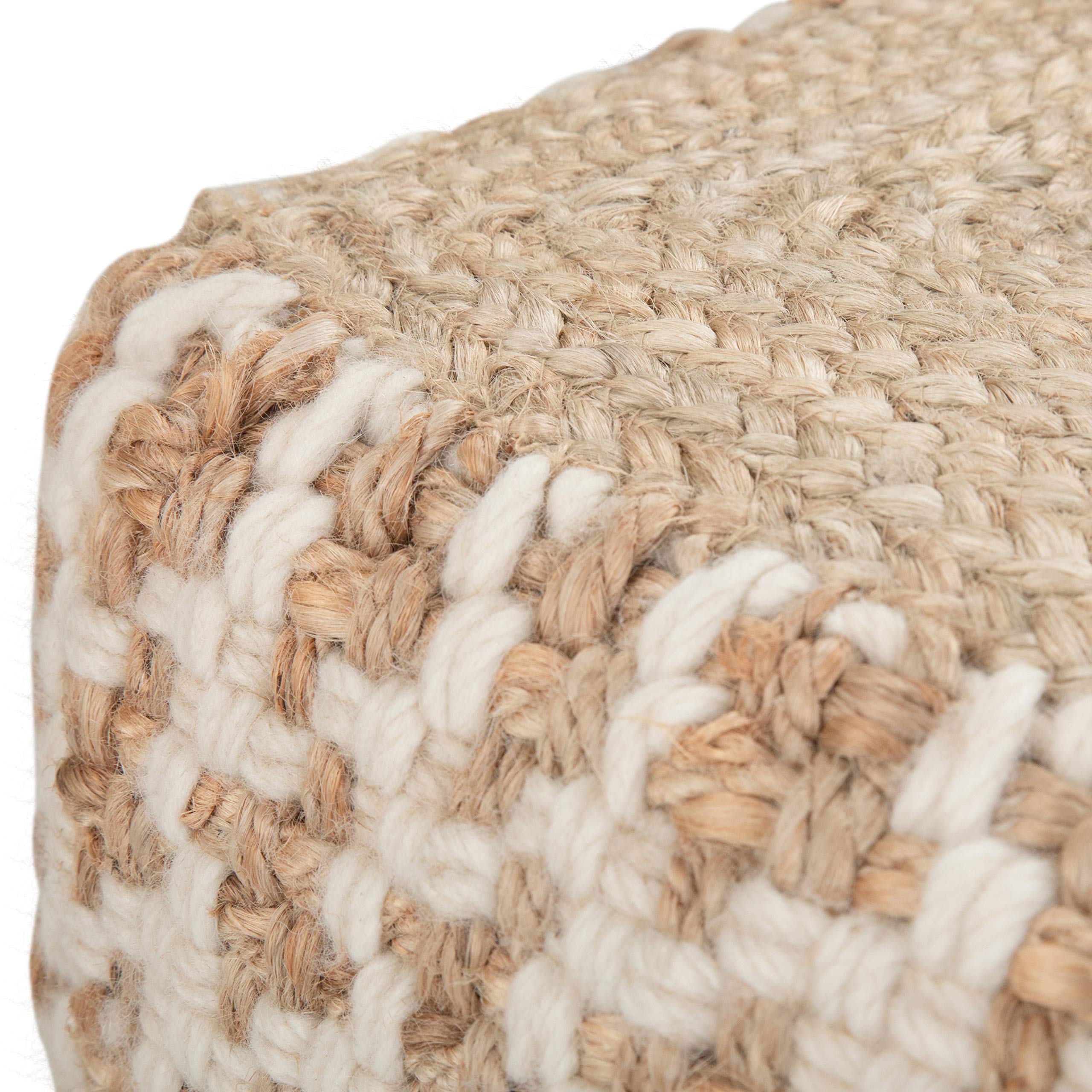 SIMPLIHOME Cullen 18 Inch Boho Cube Pouf - Natural Woven Wool & Jute Ottoman - Stylish Footrest & Seating for Living Room, Bedroom, Nursery & Dorm Decor - Perfect for Relaxing, Reading & Extra Guest Seating