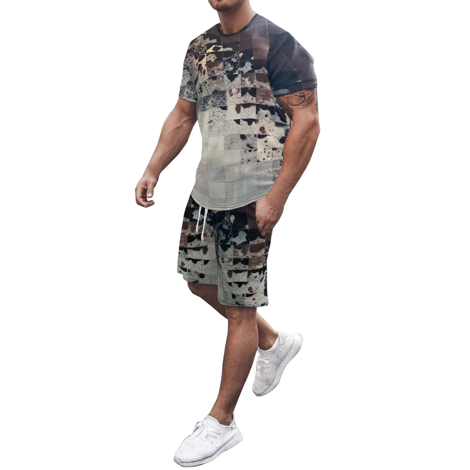 AMTF Men's 2022 Casual 2-Piece Sweatsuit Set - Loose Fit Crewneck T-Shirt & Joggers - Comfortable Activewear & Tracksuit for Gym, Lounge & Everyday Wear