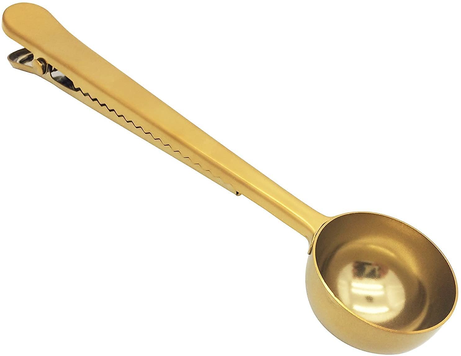 Premium Metal Coffee Scoops with Clip - 1 Tablespoon Measuring Spoon for Ground Coffee, Tea, Protein Powder - Golden Kitchen Accessory for Home & Coffee Shop Use
