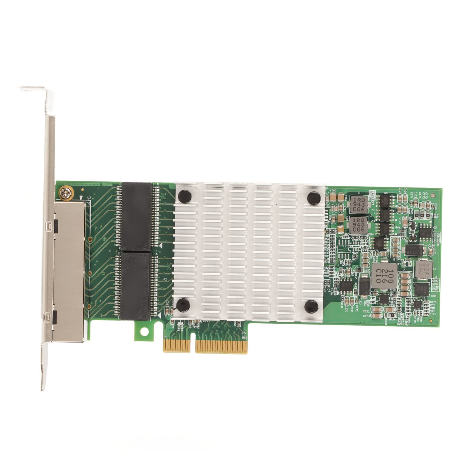 4 Port Gigabit Ethernet PCIe Network Card with Large Aluminum Heat Sink, Gold-Plated RJ45 Ports for Desktop PC & Server - High-Speed Stable Connection for Gaming/Streaming/Data Center/Office Use
