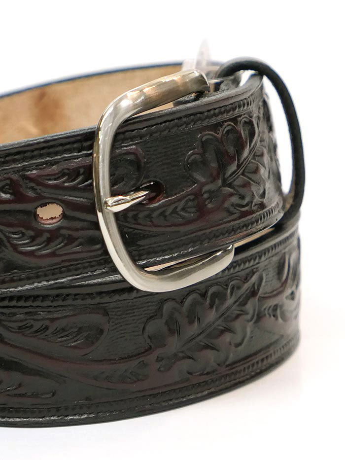 Premium Hand-Tooled Leather Belt for Men - Gingerich 8614 28 in Black Cherry | Durable Genuine Leather Dress Belt for Work, Casual & Formal Wear
