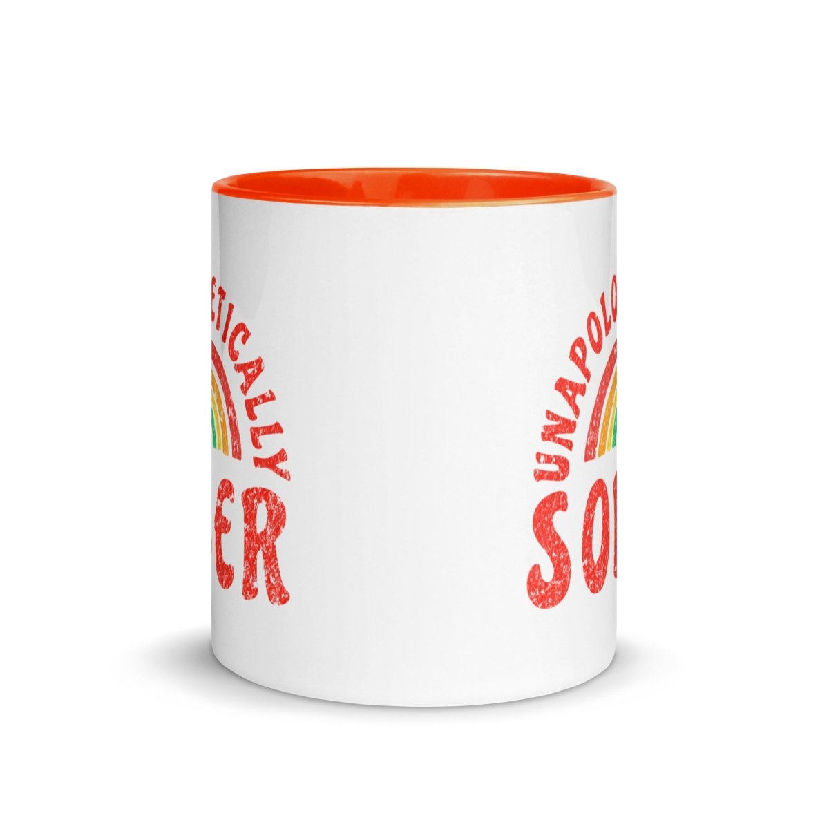 Unapologetically Sober Rainbow Coffee Mug with Colorful Interior - Perfect for Sober Living, Recovery Gifts & Motivational Morning Coffee