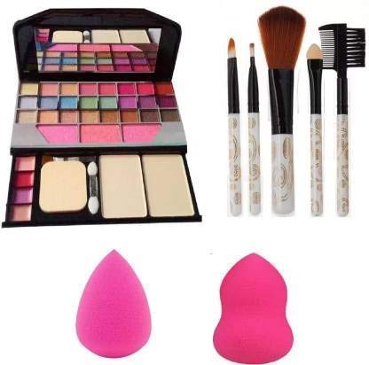 DATNASAYAD 6155 Makeup Kit with 5 Brushes & 2 Blenders - Multicolor for Professional Makeup