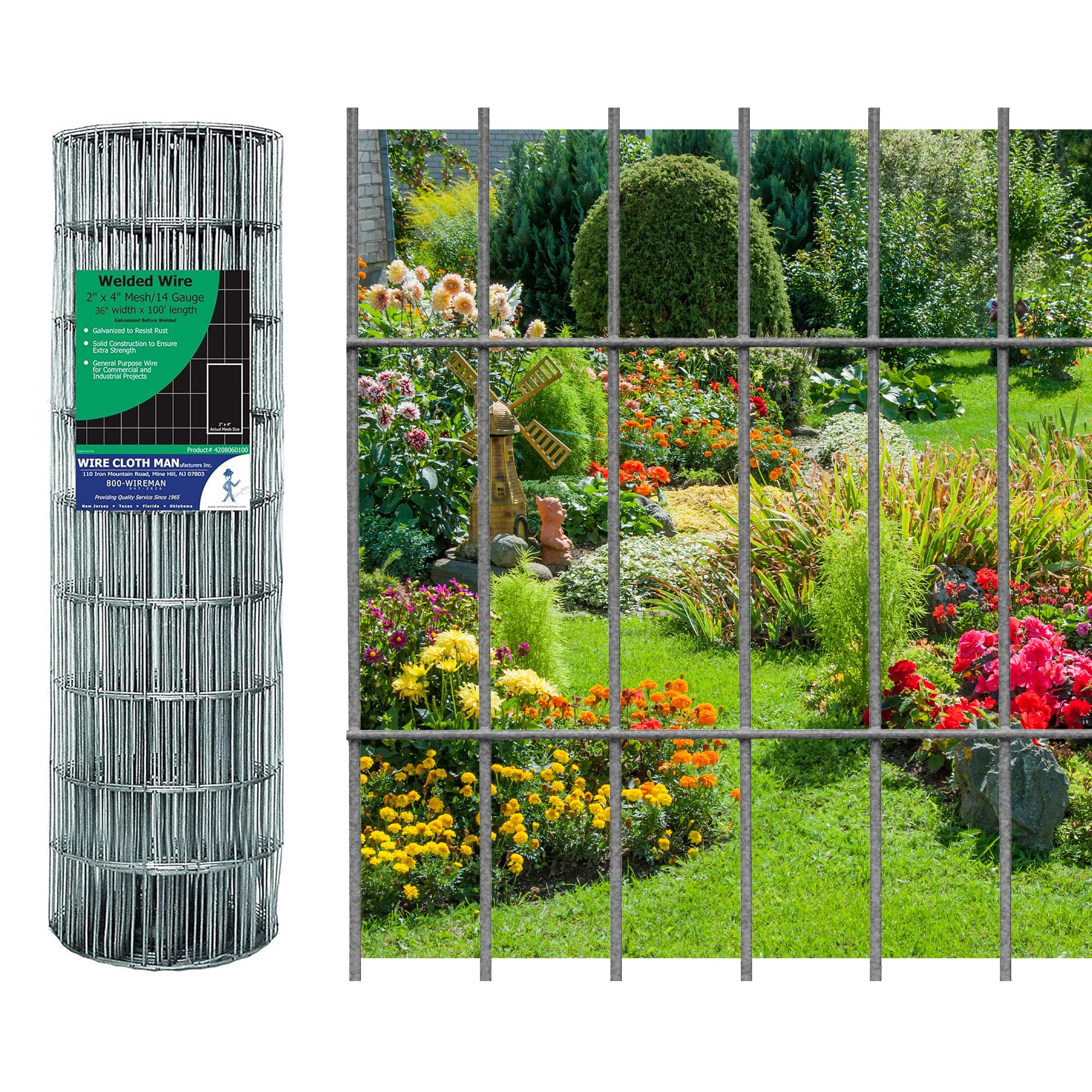 Hot-Dipped Galvanized 14 Gauge Welded Wire Fence - 5'x100' Roll for Farm, Garden & Livestock Enclosure | Heavy Duty Rust-Resistant Fencing for Agriculture, Backyard Security & Animal Protection