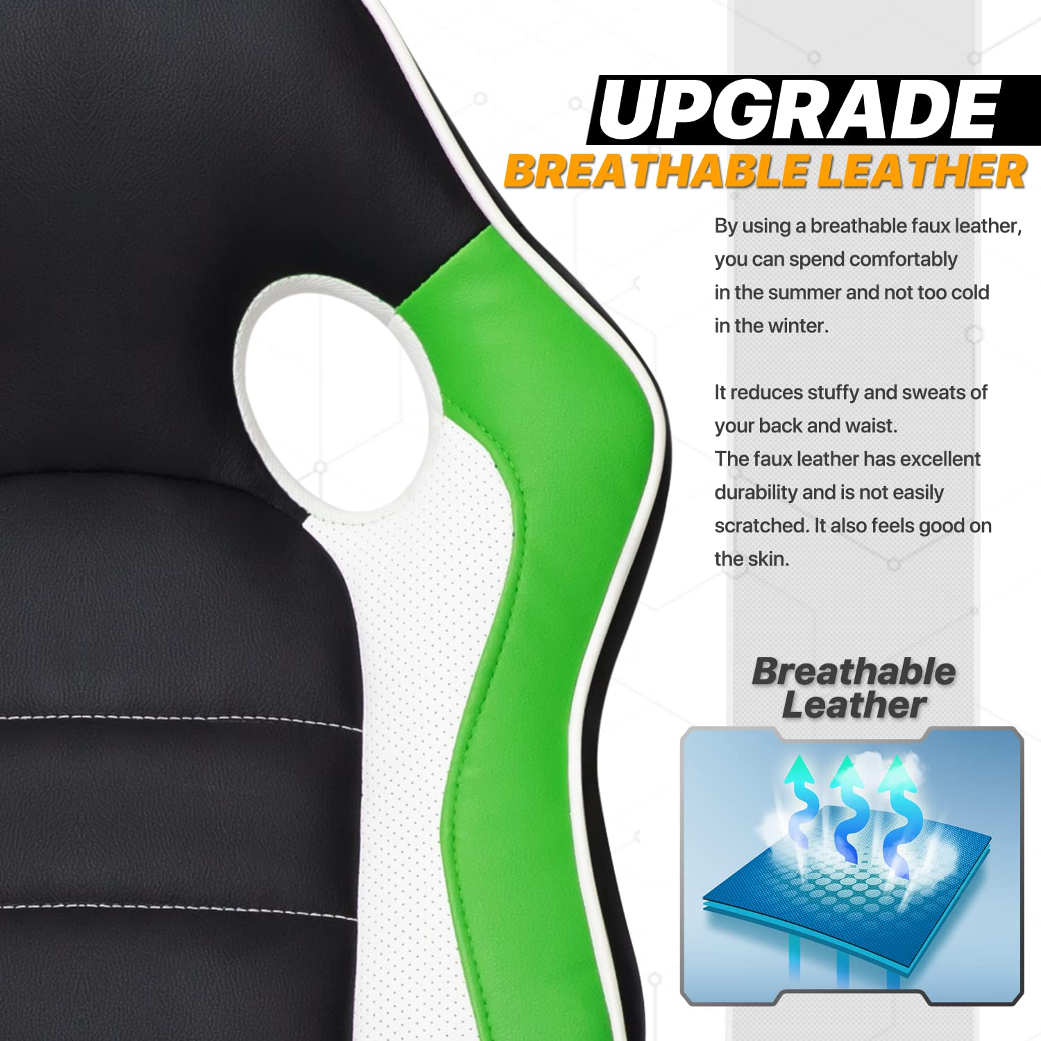 MoNiBloom Ergonomic Gaming Chair with Rectangle Floor Mat - 29