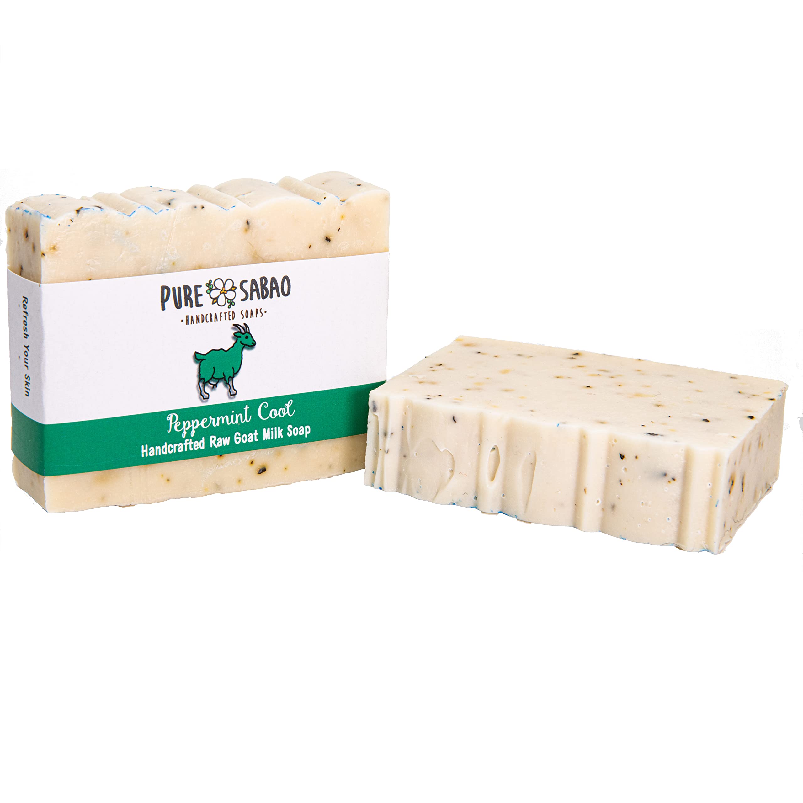 Peppermint Cool Goat Milk Soap - Handmade Natural Soap with Peppermint Essential Oil - Moisturizing & Refreshing for Dry Skin - Perfect for Daily Face & Body Wash