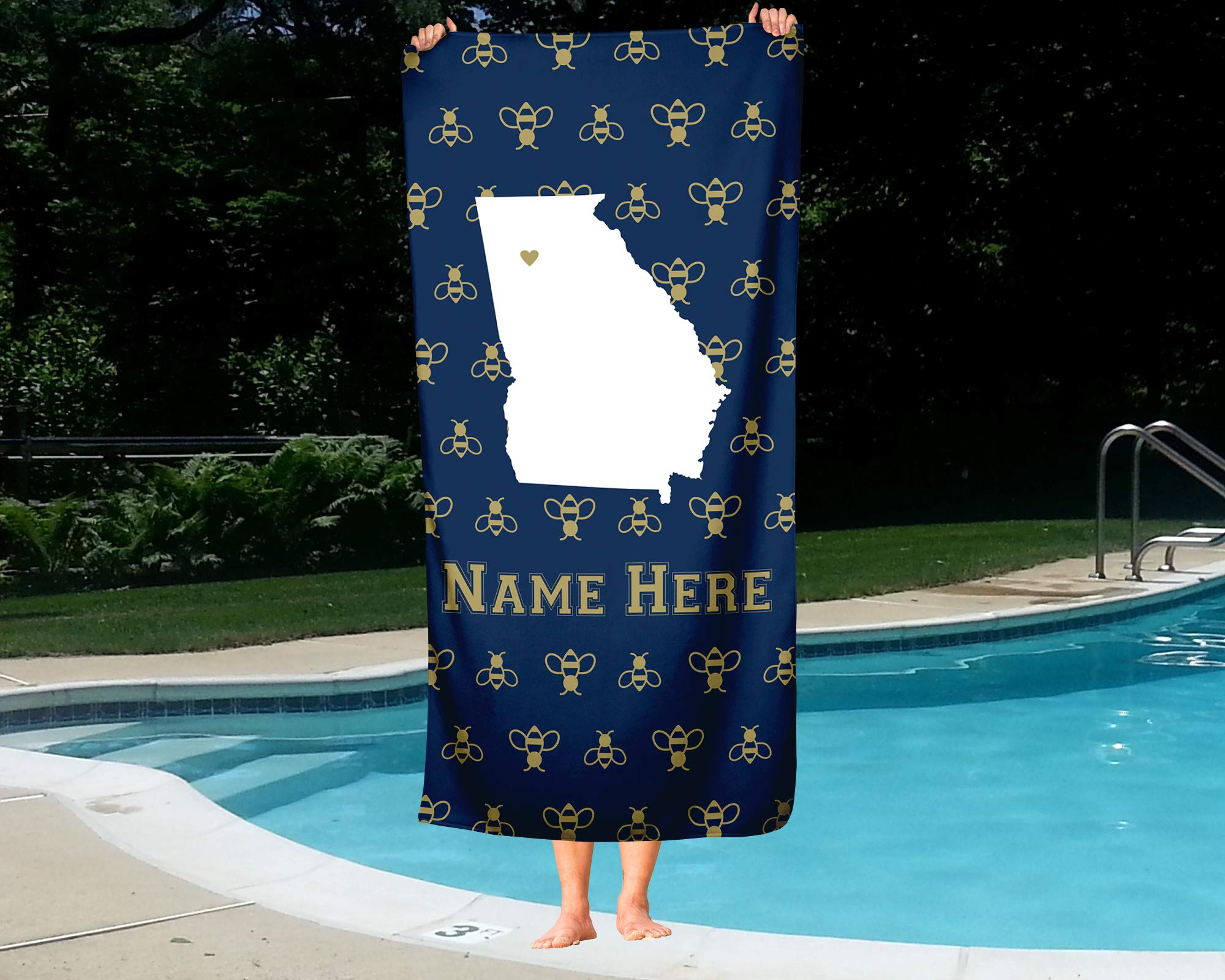 Custom Atlanta Georgia State Pride Beach & Bath Towel - Personalized Medium & Large Towels for Adults & Kids | College Football & Basketball Fans Gift | Pool, Beach, Gym, Home Decor
