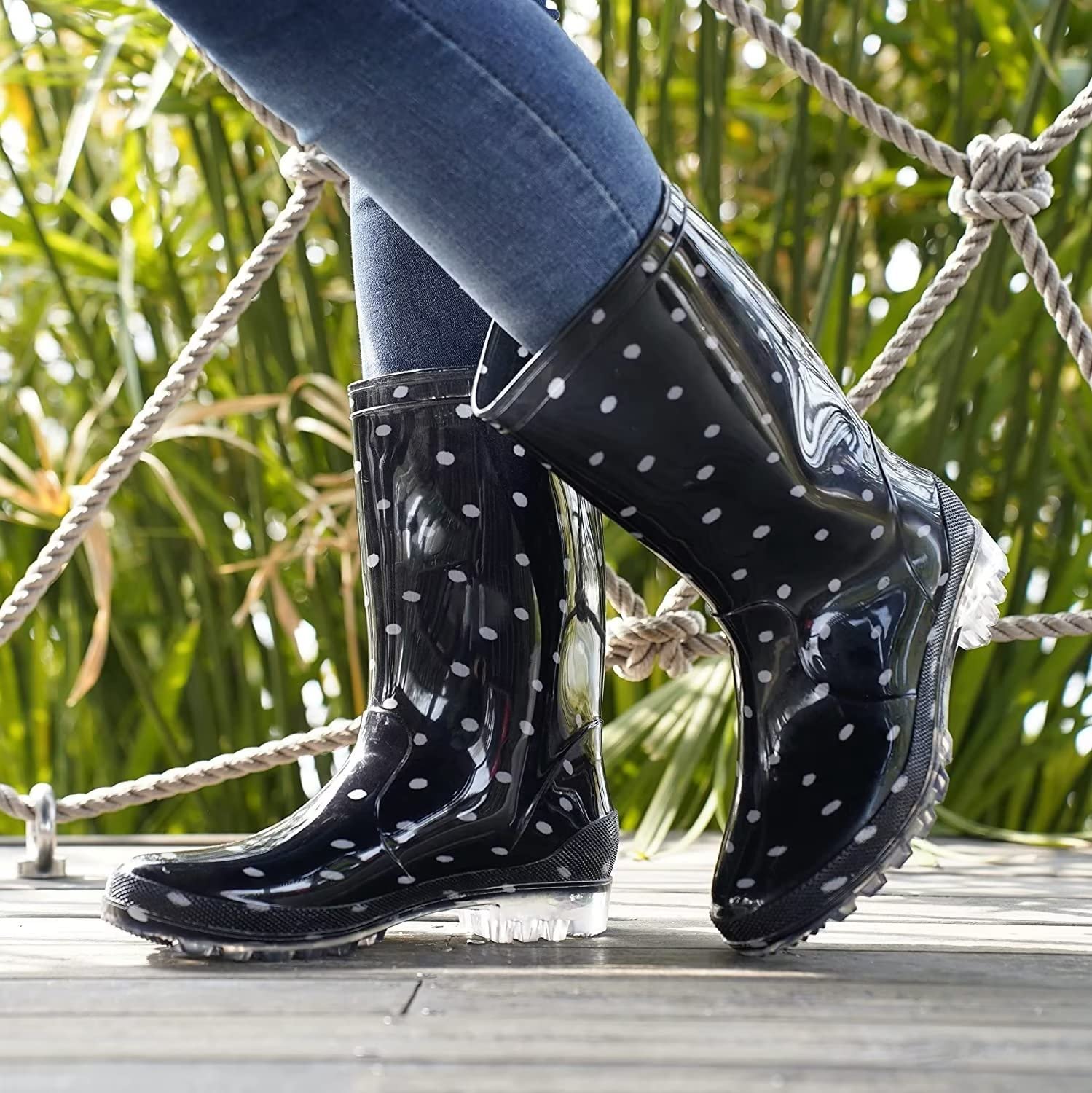 DaeRainy Women's Waterproof Mid-Calf Rain Boots - Non-Slip Garden, Fishing, Farm & Outdoor Work Boots for Women - Perfect for Rainy Days, Yard Work & Outdoor Activities