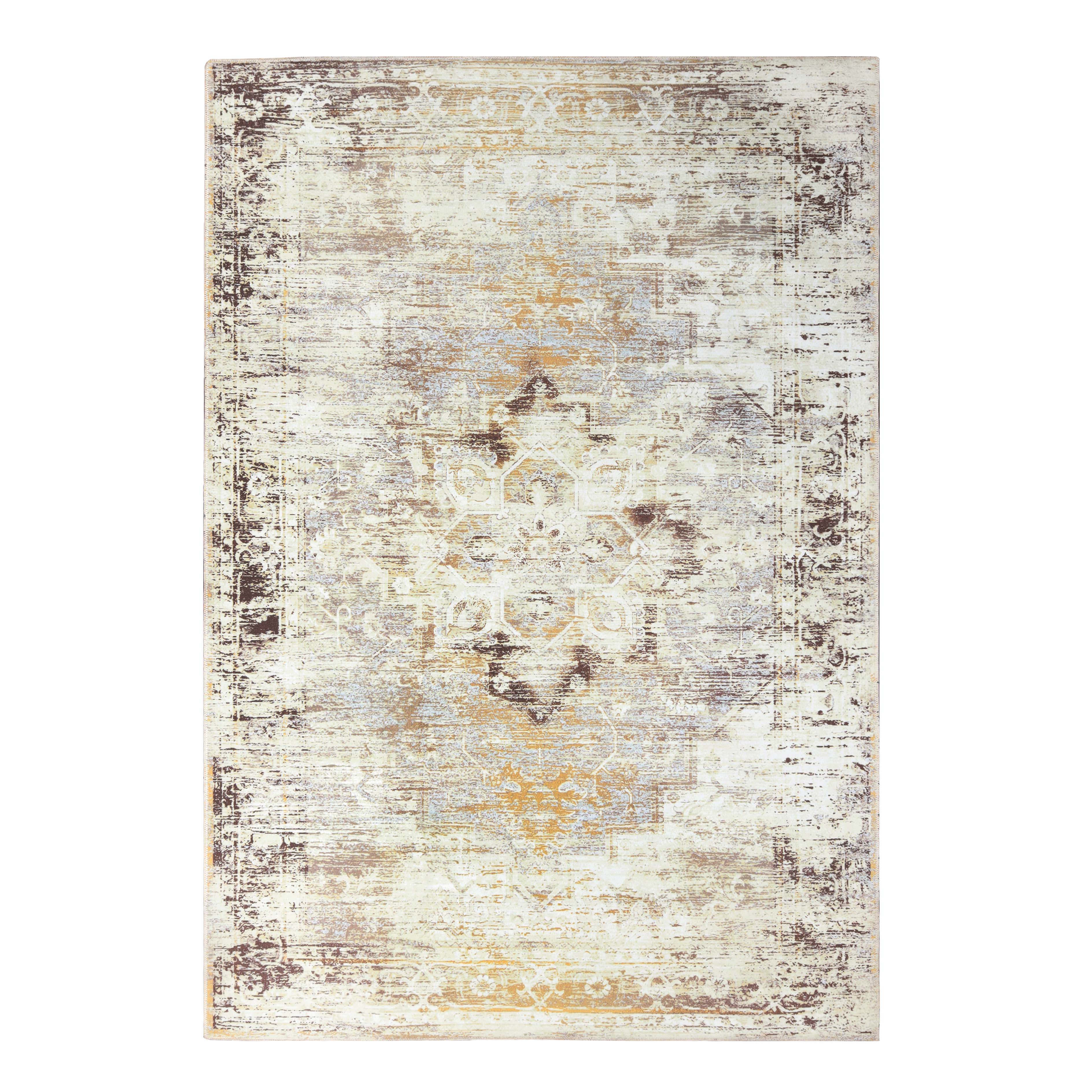 Dove Rustic Machine Washable Indoor Area Rug - Soft Non-Slip Living Room Carpet, Bedroom Runner Rug for Home Decor (5x8 ft, Beige) | Perfect for Cozy Spaces, Entryways & High Traffic Areas