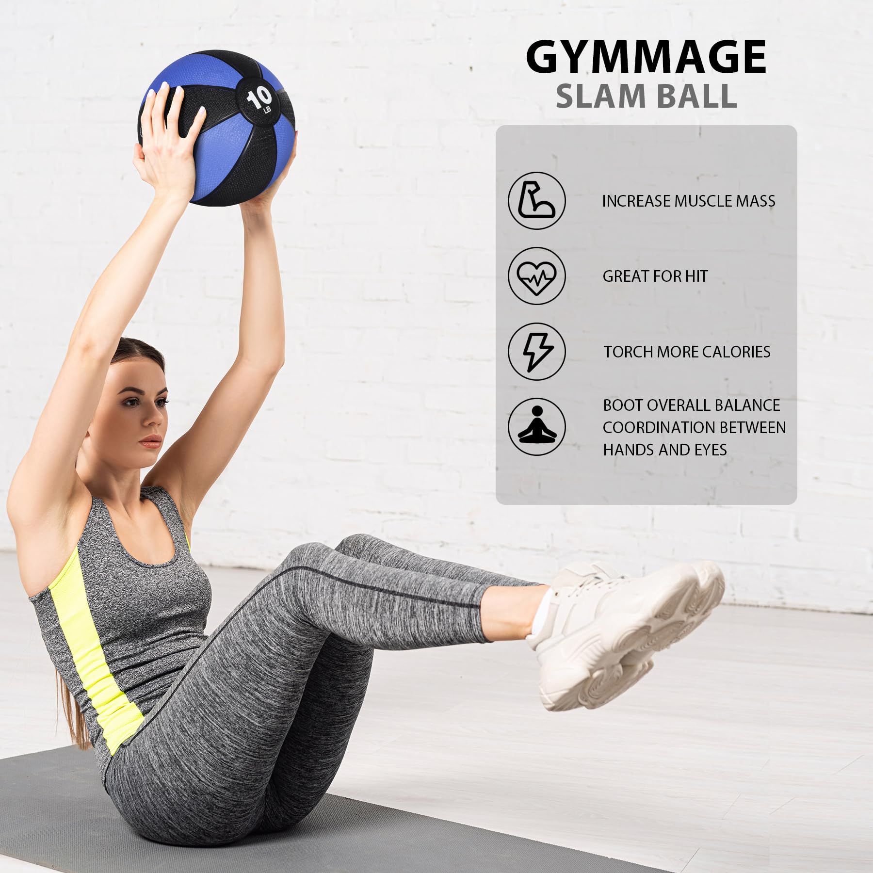 Premium 6lbs 8lbs 10lbs 12lbs Medicine Ball for Strength Training - Non-Slip Rubber Textured Surface for Core Workouts, Balance & Coordination - Ideal for Gym, Home & CrossFit Training