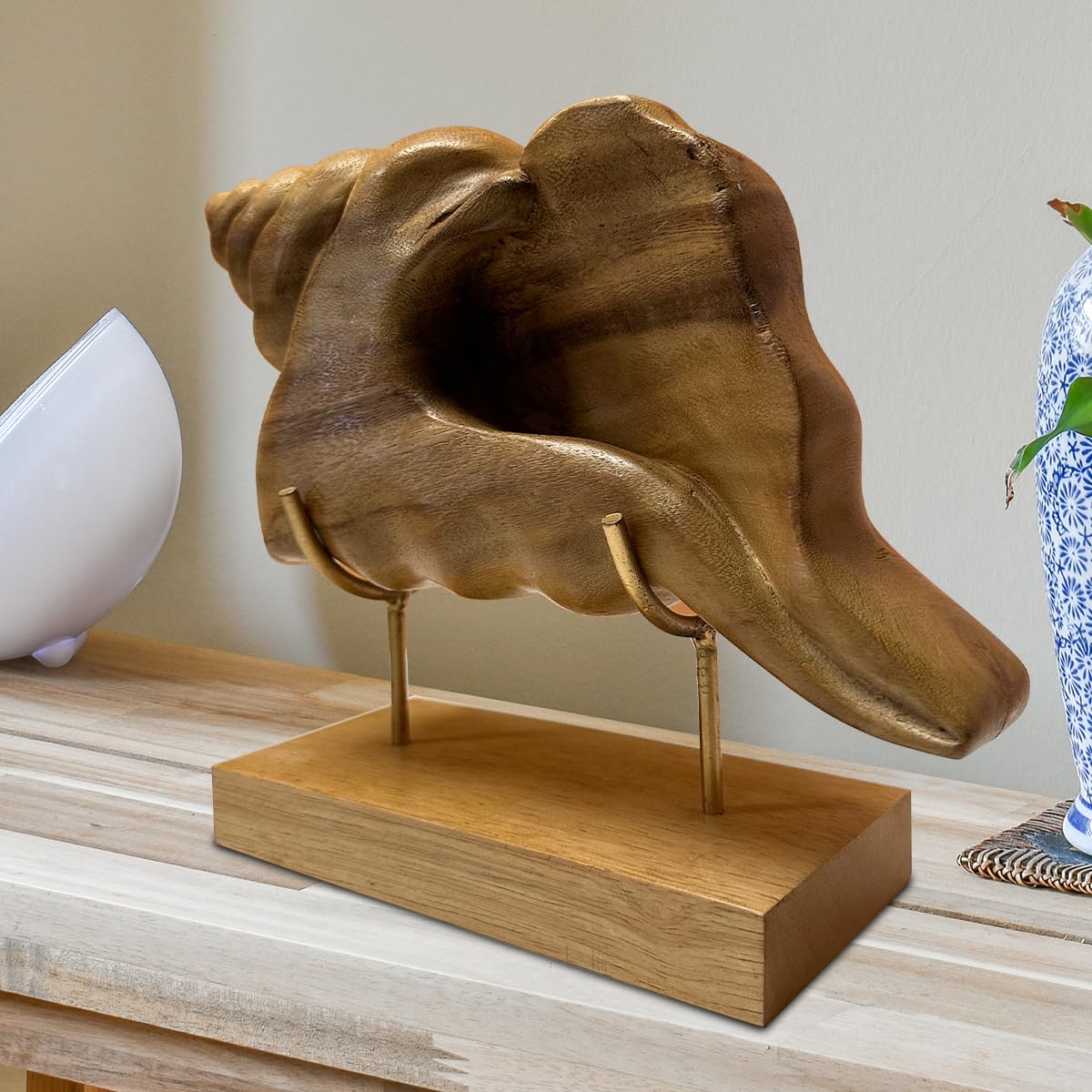 Decozen Wooden Shell Sculpture - Unique Mother's Day & Birthday Gift for Mom, Home & Office Decor - Perfect for Living Room, Shelf, Fireplace, Farmhouse, Tabletop, Boho & Mantel Decoration - Ideal for Mother's Day Celebrations & Home Styling