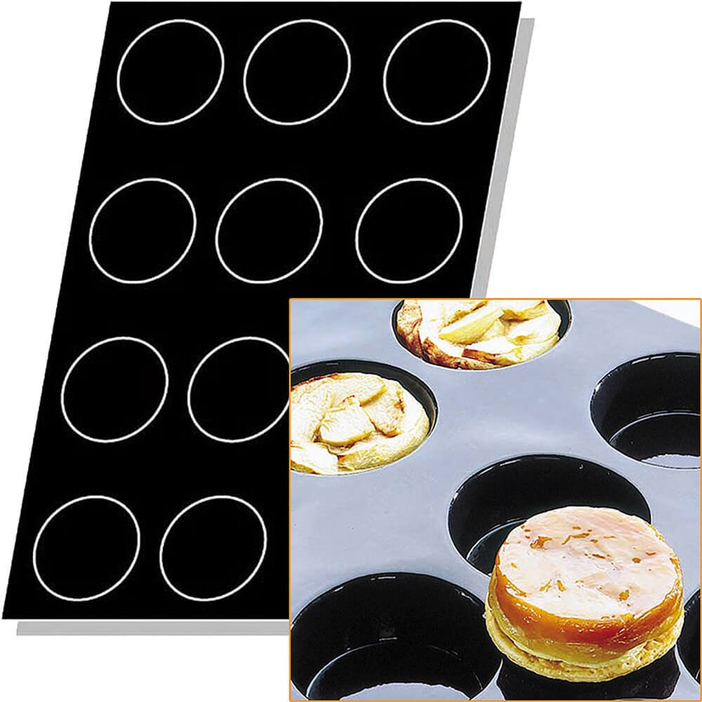 Matfer Bourgeat 8 Oz Silicone Flexipan Quiche & Tart Mold - 12-Cup Non-Stick Baking Set (Black, Model 336049) | Perfect for Home Baking, Pastry Making, and Professional Dessert Preparation