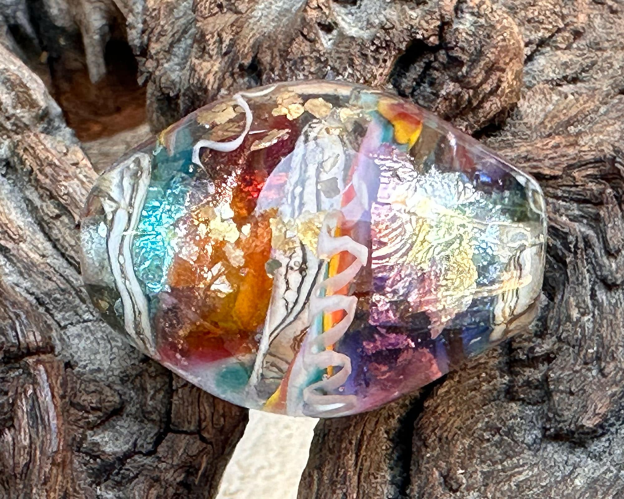 Rainbow Ivory Shimmer Lampwork Glass Focal Bead for Jewelry Making - Handmade SRA Bead for Necklaces, Bracelets & DIY Craft Projects