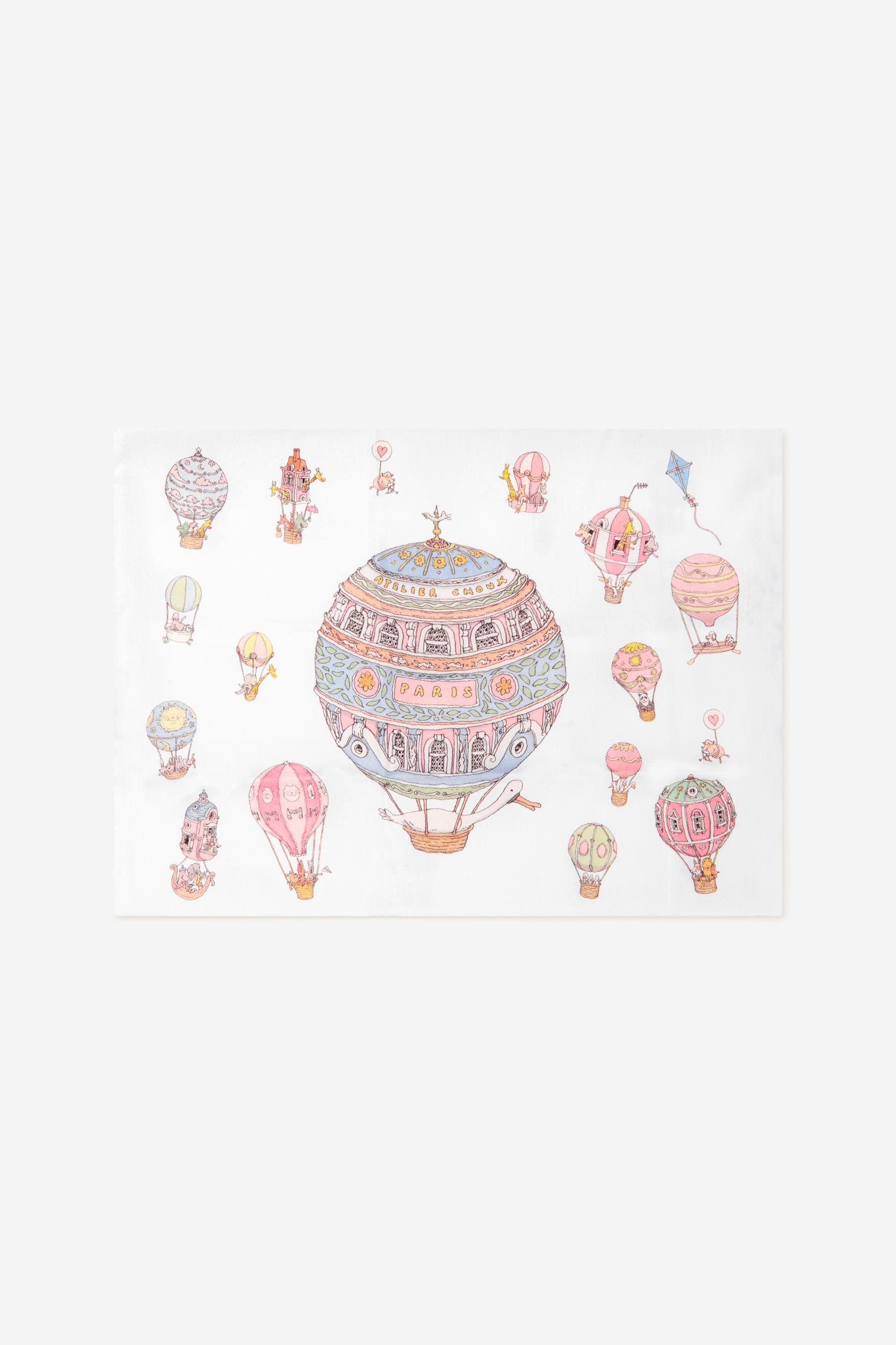 Atelier Choux Baby Hot Air Balloons Satin Pillow - 40x30 cm Soft Nursery Cushion for Newborns & Infants - Perfect for Cribs, Strollers, and Photo Props