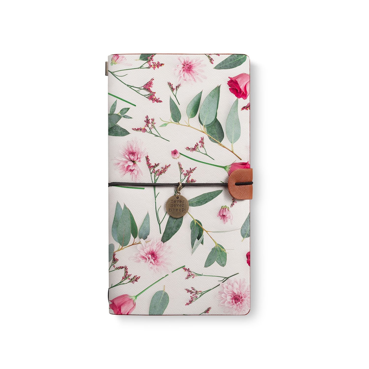 Premium Traveler's Notebook with Flat Flower Design - Durable Leather Journal for Writing, Sketching & Planning | Perfect Gift for Travelers, Artists & Writers