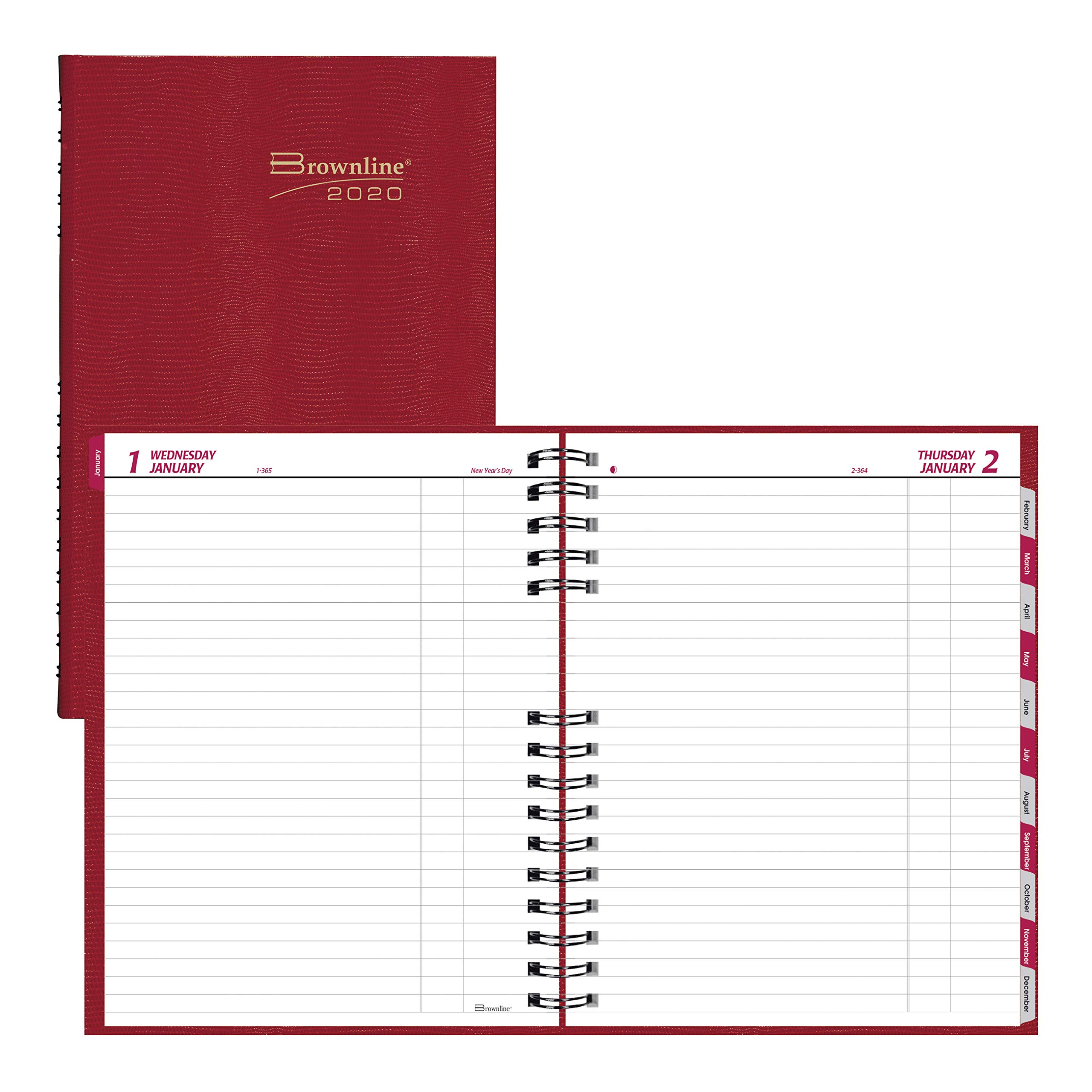 Brownline 2020 CoilPro Daily Planner - Hard Cover Bright Red Notebook, 10.125 x 7.875 Inches (C550C.RED-20) | Perfect for Office, School & Personal Organization