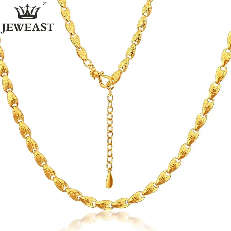 24K Pure Gold Necklace Real AU 999 Solid Gold Chain - Trendy Lucky Chinese Characters Pendant - Upscale Fine Jewelry for Women & Men - Perfect Gift for Anniversary, Birthday & Valentine's Day - Hot Sell 2023