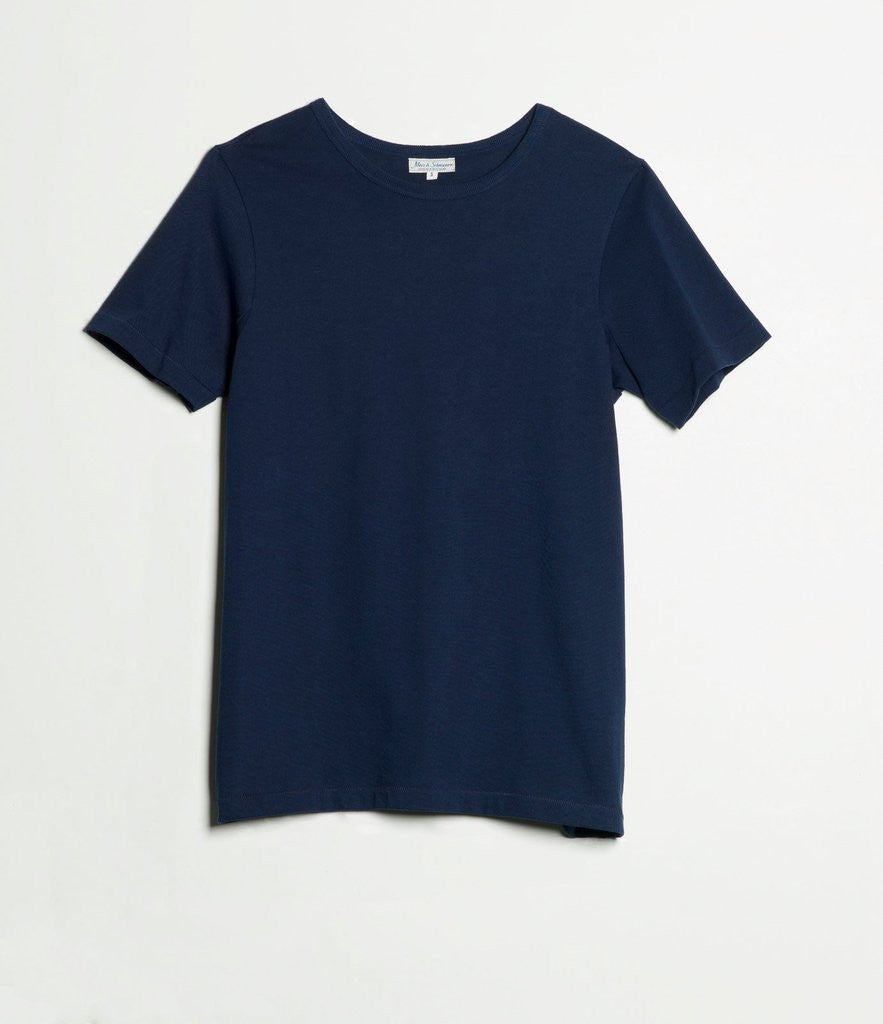 Merz b. Schwanen 215 Classic Crew Neck T-Shirt for Men | Premium Cotton Tee in Ink Blue | Casual Wear & Layering Essential