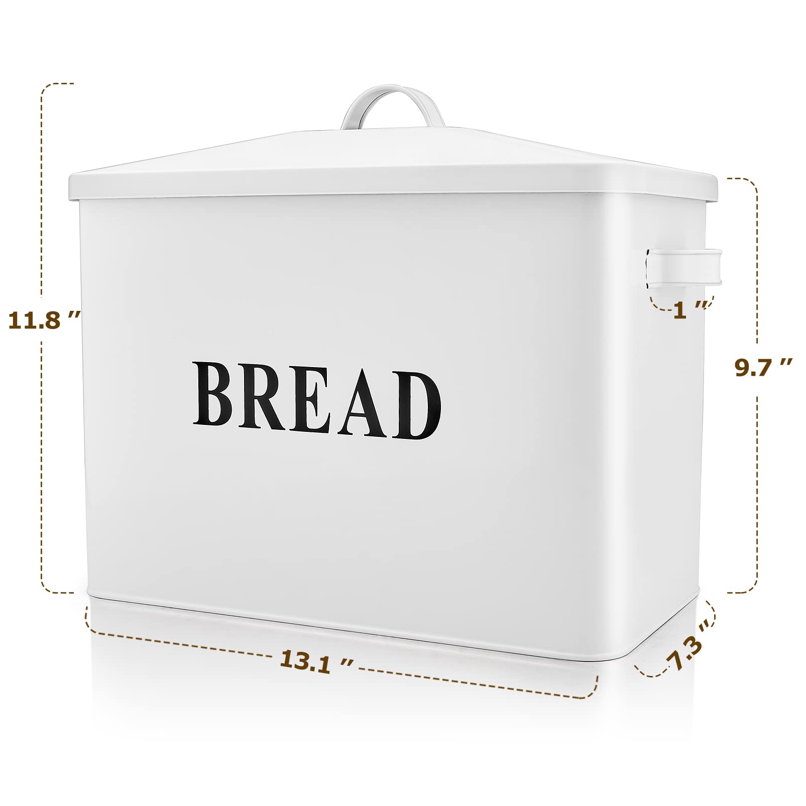 TeamFar Large Metal Bread Box for Kitchen Countertop – 13.1’’ x 11.8’’ x 7.3’’ Modern Farmhouse Bread Storage Container with Lid – Holds 2+ Loaves – Perfect for Bread, Baguettes & Pastries Storage in Home, Bakery or Café