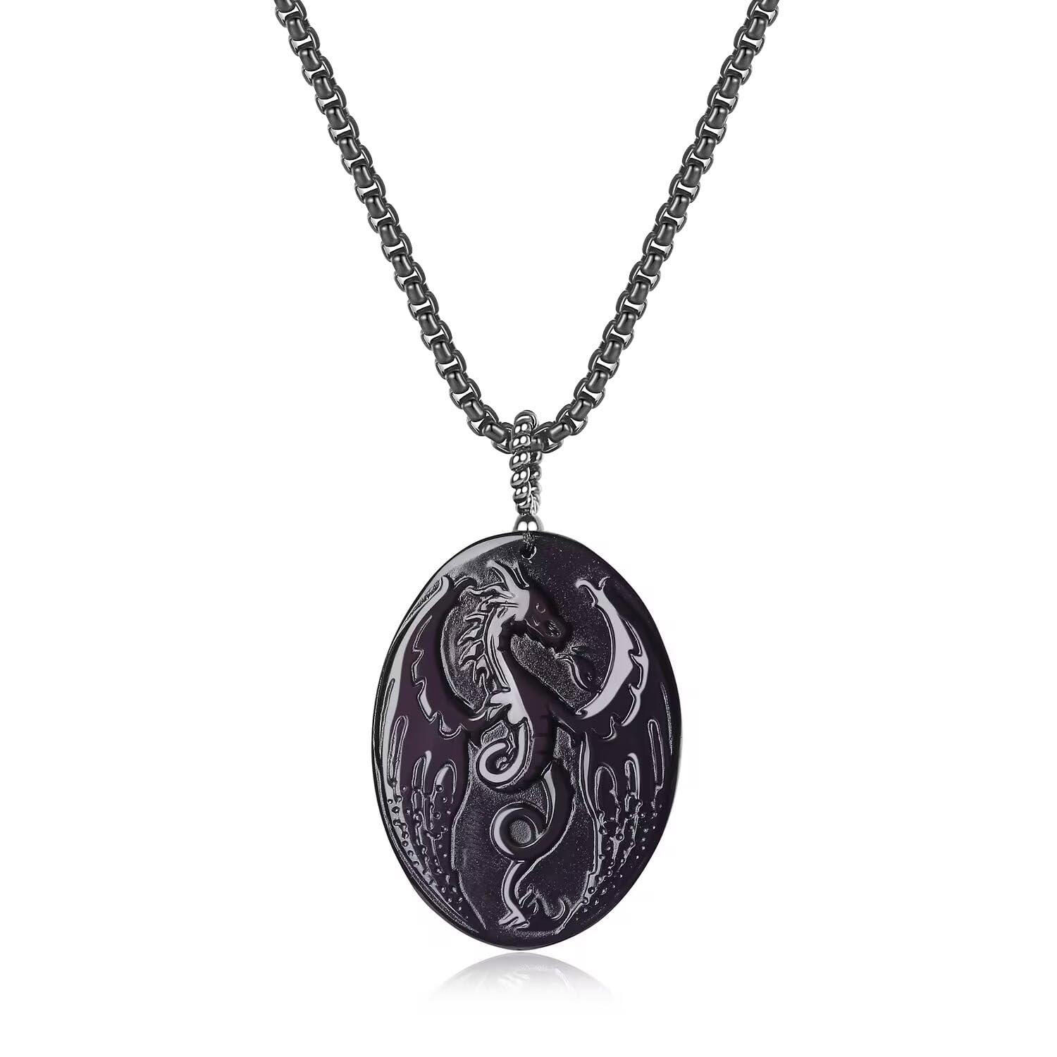 Black Obsidian Dragon Necklace for Men & Women - Stylish Unisex Jewelry for Protection, Healing & Spiritual Energy - Perfect for Gifts, Meditation & Everyday Wear