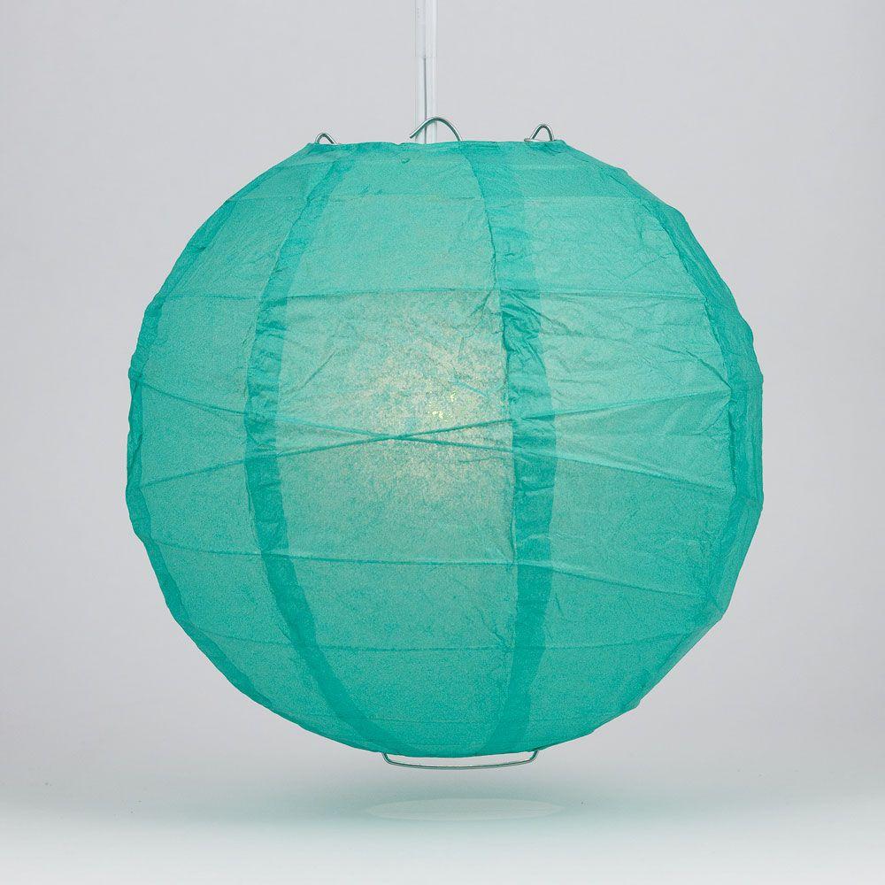 5 Pack 12 Inch Teal Green Free Style Ribbing Hanging Paper Lanterns - Perfect for Party Decorations, Wedding Centerpieces & Home Decoration