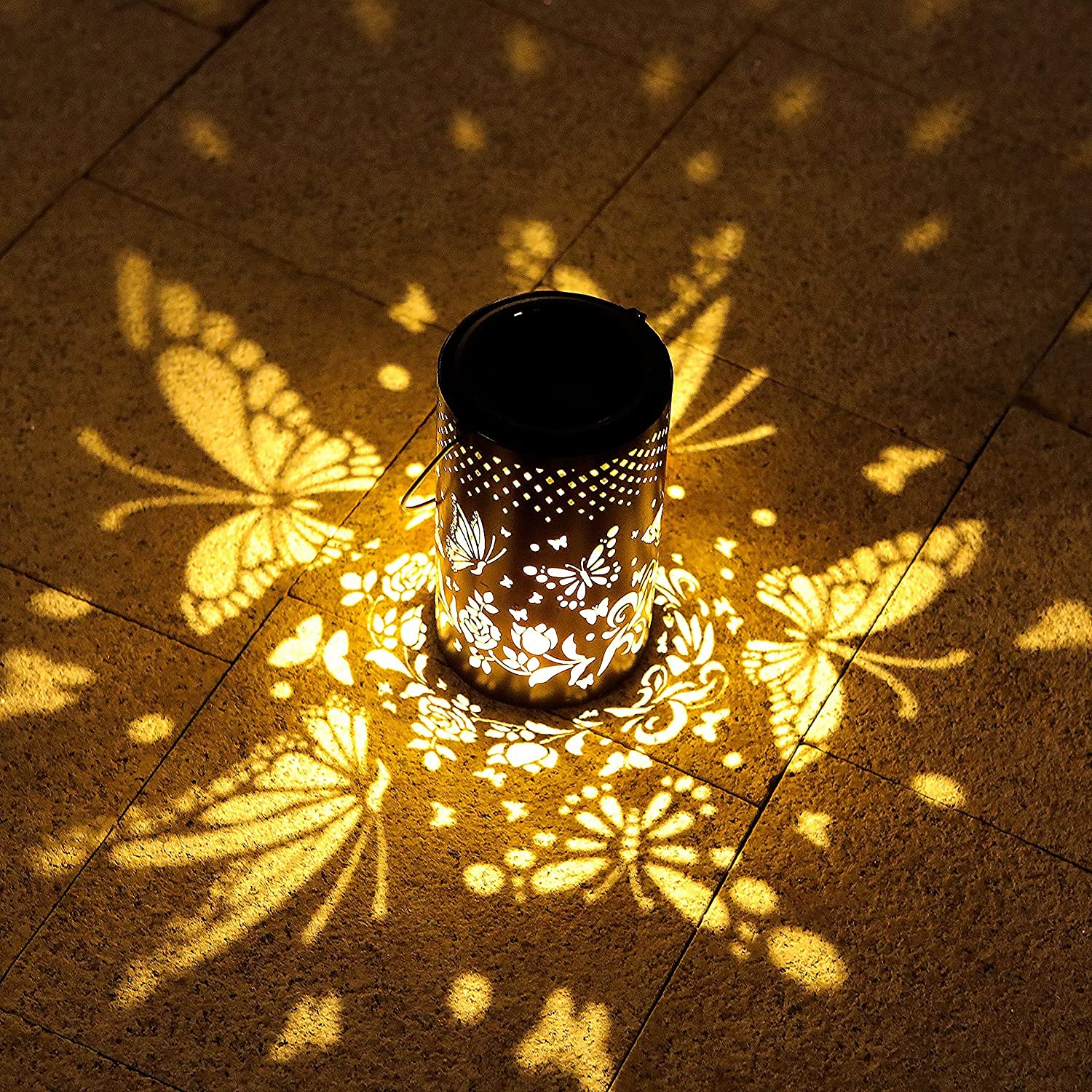 Solar Powered Hanging Lantern Lights Outdoor - Waterproof Garden, Patio, Lawn & Yard Decoration - Warm White Butterfly Design for Pathway, Deck, Tree & Party Decor - Perfect for Evening Gatherings & Landscape Lighting