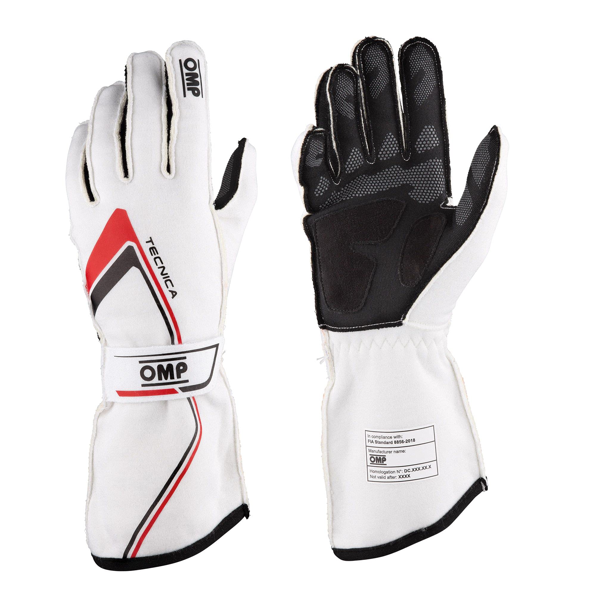 OMP Tecnica White Large Motorcycle Racing Gloves - Durable & Comfortable for Track & Street Riding