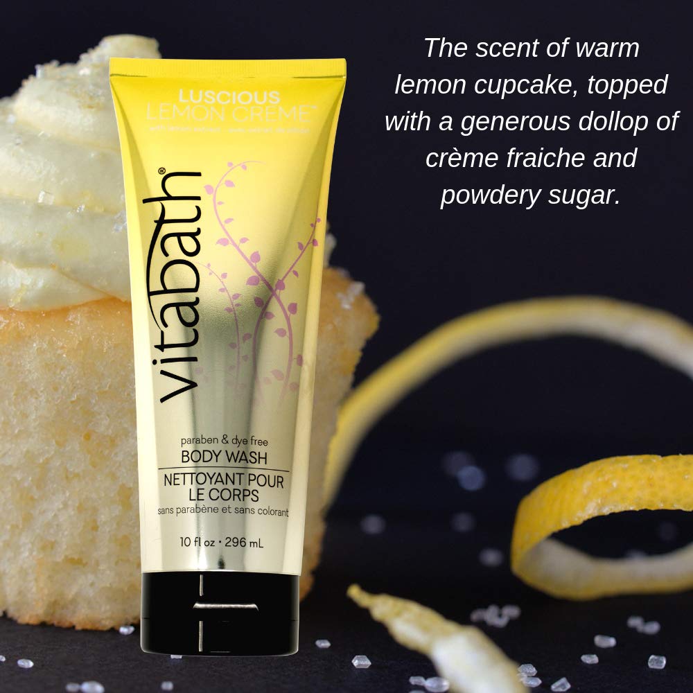 Vitabath Luscious Lemon Creme Body Wash for Men & Women - 10 oz Moisturizing Shower Gel | Refreshing Citrus Scent for Daily Hydration & Relaxation