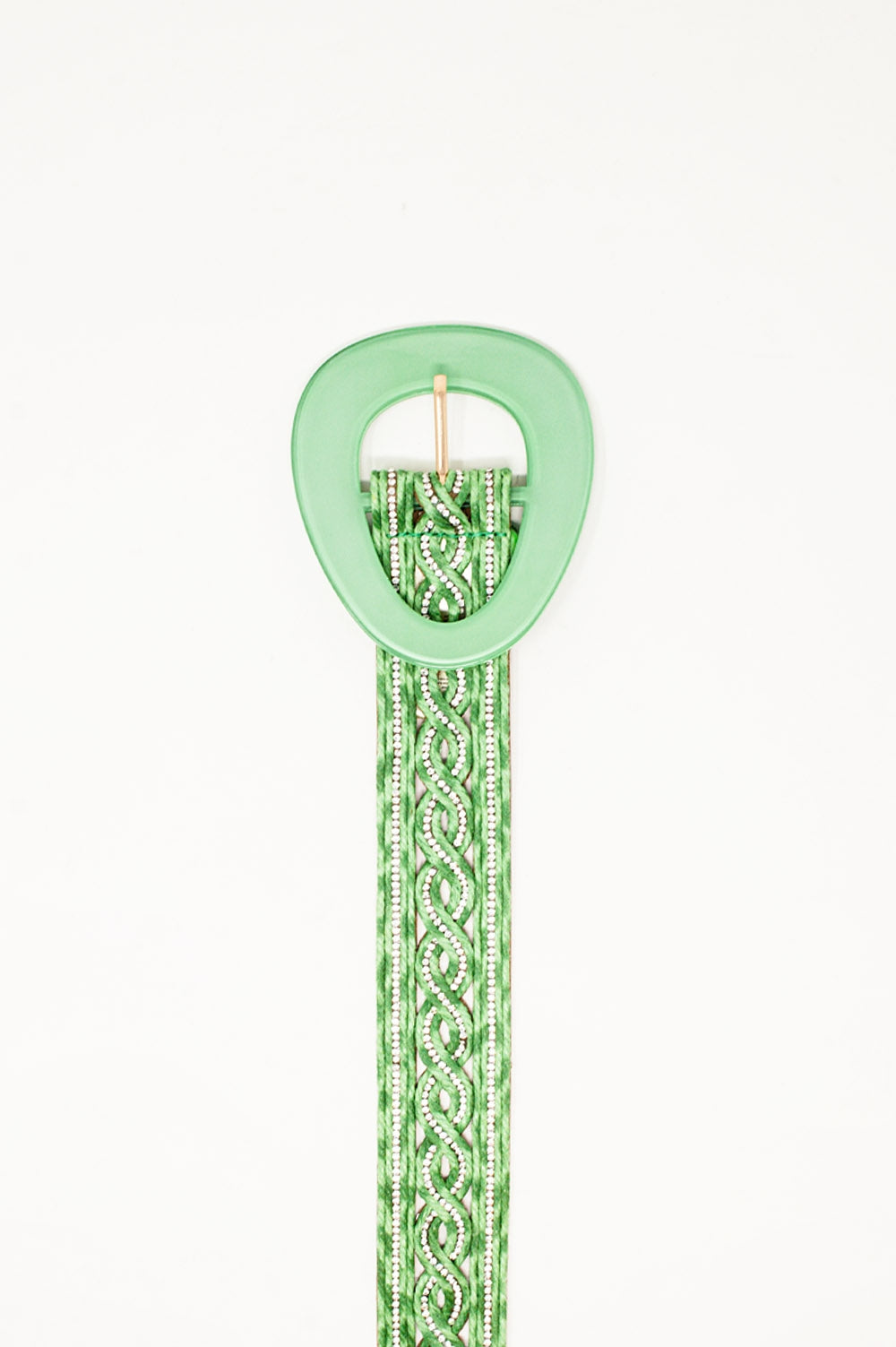 Crystal Embellished Green Belt for Women - Elegant Fashion Accessory for Dresses, Parties & Special Occasions