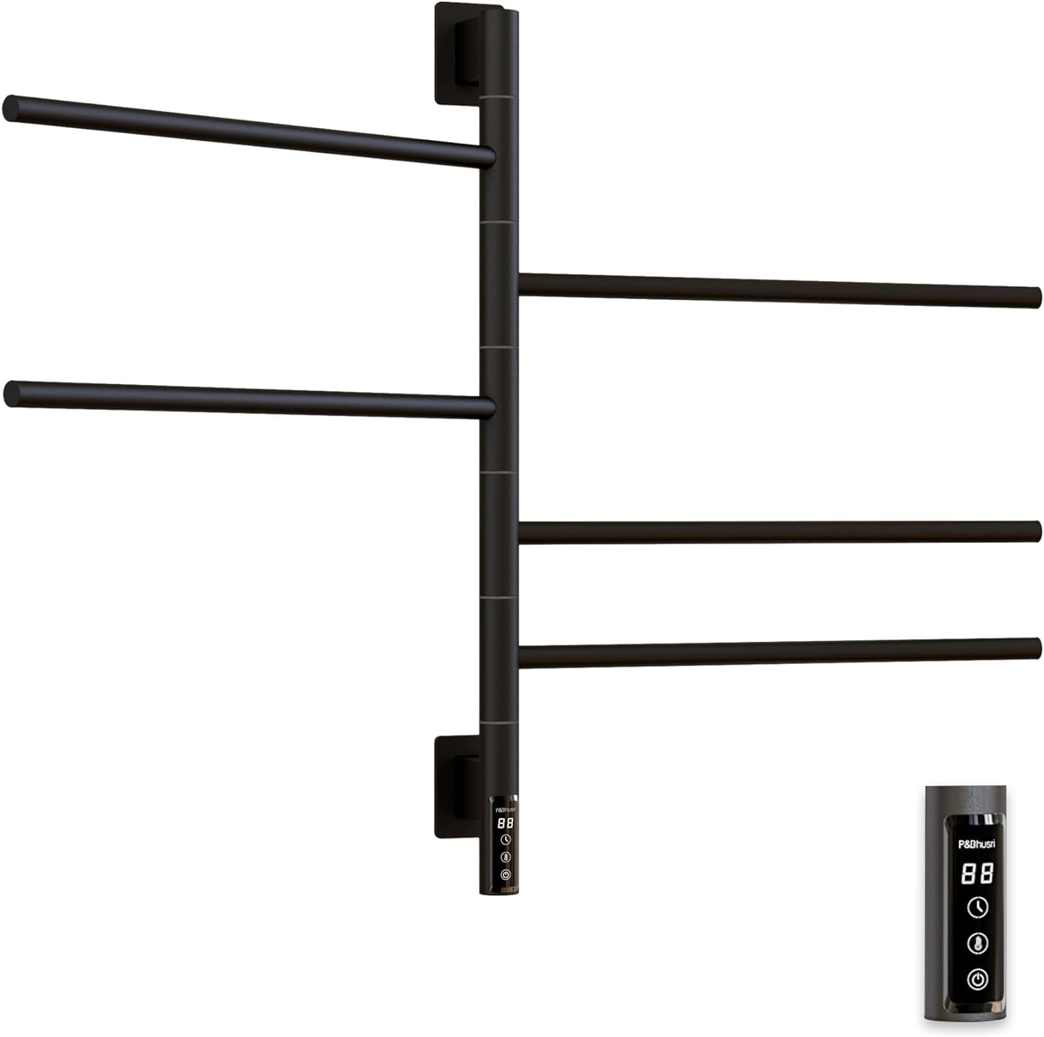 Premium Electric Towel Warmer & Rotating Rack - Built-in Timer, Hardwired/Plug-in for Bathroom - Black | Perfect for Spa, Luxury Hotels & Cozy Home Use