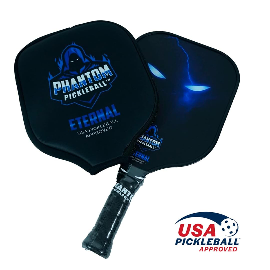 Phantom Pickleball Paddle Eternal 14mm - Carbon Fiber USAPA Approved Paddle with Max Grit & Spin - Lightweight Polypropylene Core Pickleball Racket for Competitive Play & Tournament Use