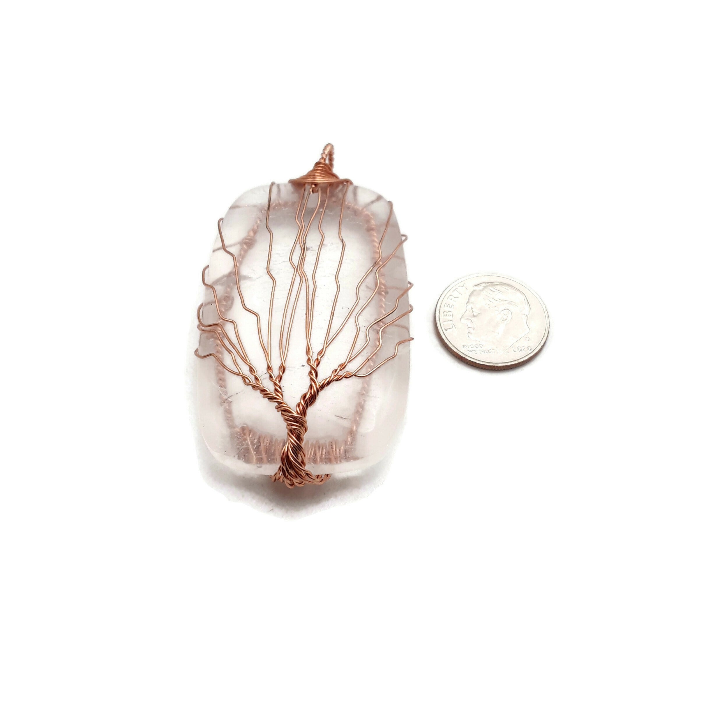 Handmade Clear Quartz Crystal Tree Pendant with Copper Wire Wrap - 30x52mm - Healing Jewelry for Meditation, Reiki & Spiritual Gifts