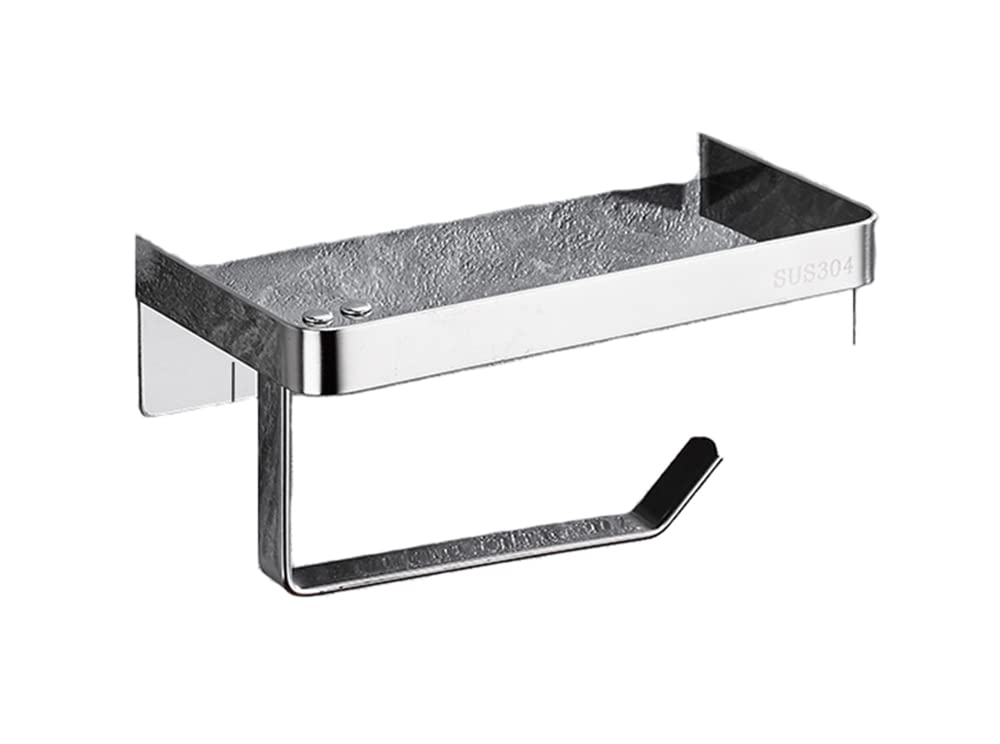 Stainless Steel Wall Mounted Toilet Paper Holder - No Drill Anti-Drop Bathroom Tissue Roll Holder for Home, RV & Office Use