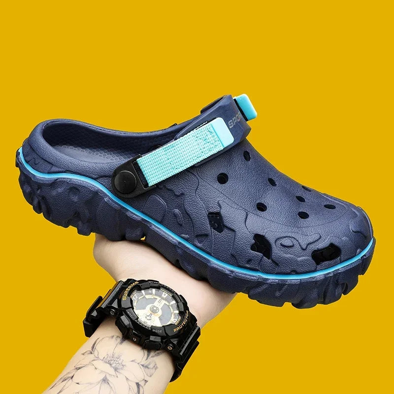 40-47 Summer Men's Sandals - Breathable Outdoor Garden Clogs with Holes, Casual Water Shoes for Men | Comfortable Home Soft Slippers for Beach, Pool, Yard & Relaxation