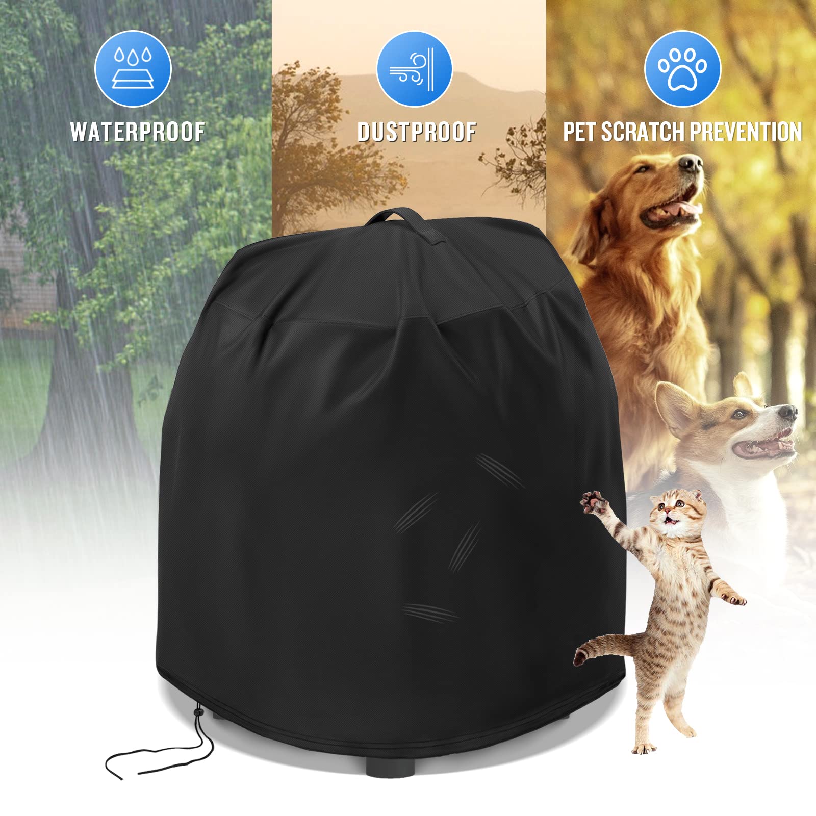 Kingling 6 Gallon Air Compressor Cover - Waterproof Dust Protection for Portable Pancake Air Compressors (Black) | Ideal for Garage Storage, Construction Sites & Outdoor Equipment Protection