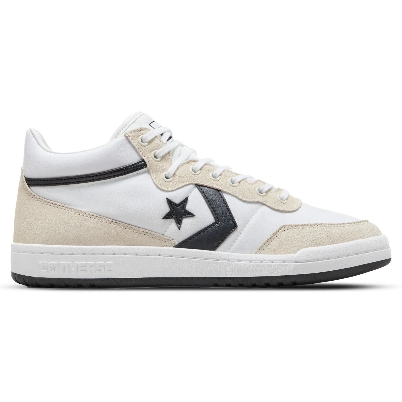 Converse Fastbreak Pro Mid Basketball Shoes - White/Black/Egret - High-Top Sneakers for Men & Women - Perfect for Streetwear, Casual & Court Play