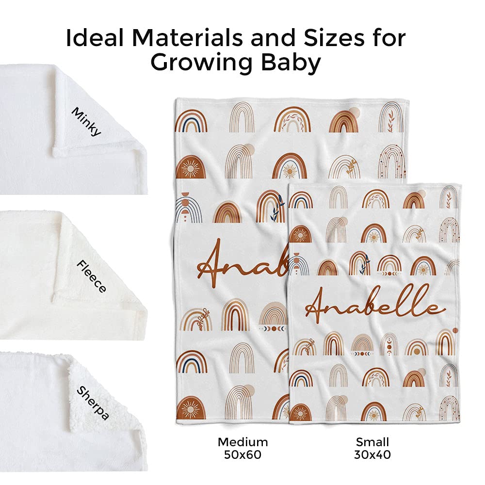 Custom Personalized Baby Blanket for Girls with Name - Soft & Cozy Rainbow HA97 Design - Perfect for Newborn Gifts, Nursery Decor, and Special Occasions