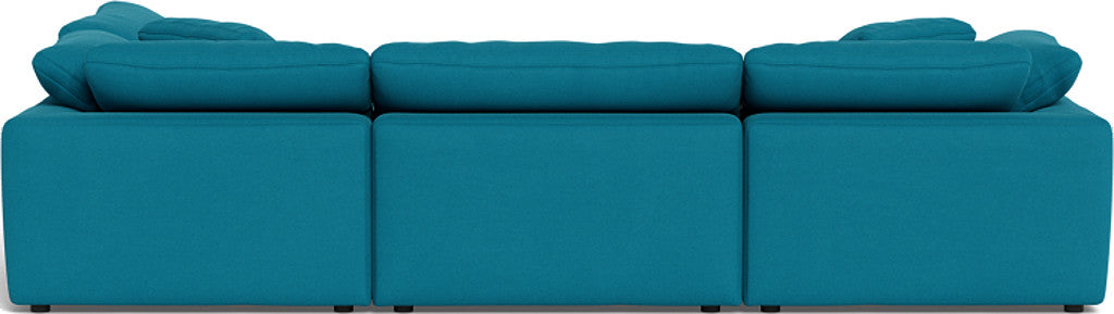 Fluffy 4-Piece Sectional Sofa with Ottoman - Modern L-Shaped Couch Set for Living Room, Family Room & Small Spaces - Soft Fabric Upholstery, Comfortable Seating for Relaxing & Entertaining