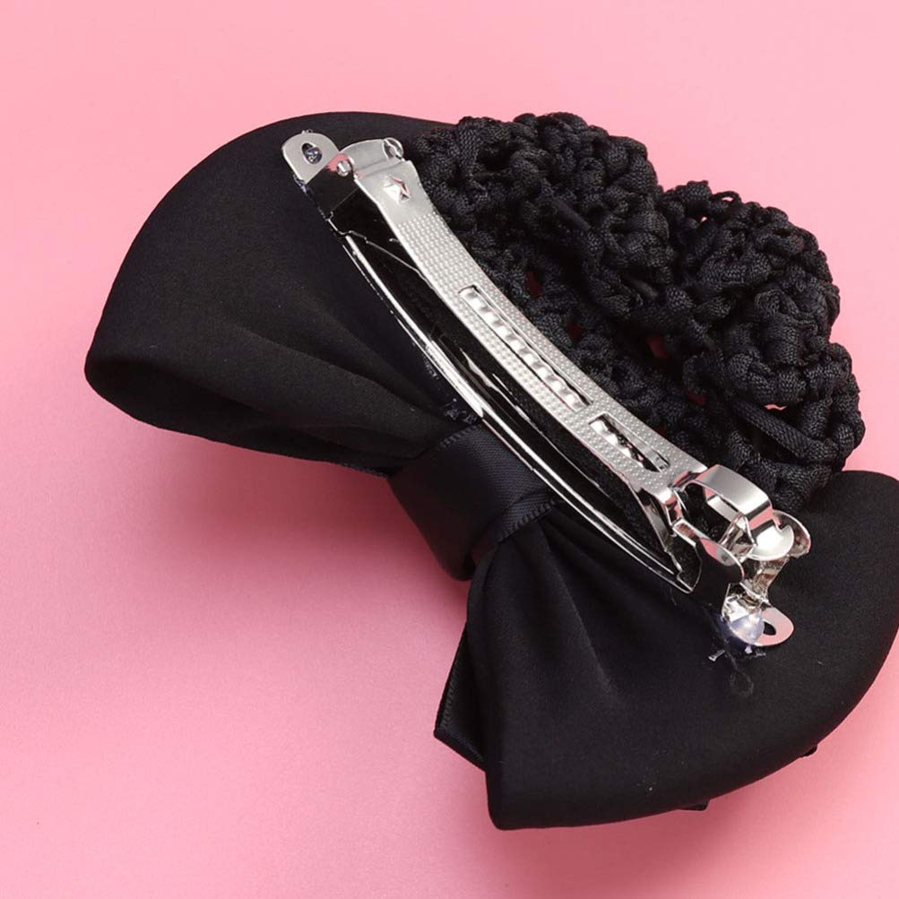 Beaupretty 3Pcs Lace Bow Hair Clips - Elegant Hair Bun Cover Barrettes with Bowknot Snood Net for Women (Black) | Perfect for Weddings, Parties, and Everyday Elegant Hairstyles