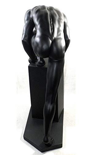 13.5 Inch Nude Figure Sculpture with Stretching Leg Pose - Matt Black Display Stand for Home & Office Decor - Perfect for Art Collectors, Interior Design, and Gift Giving