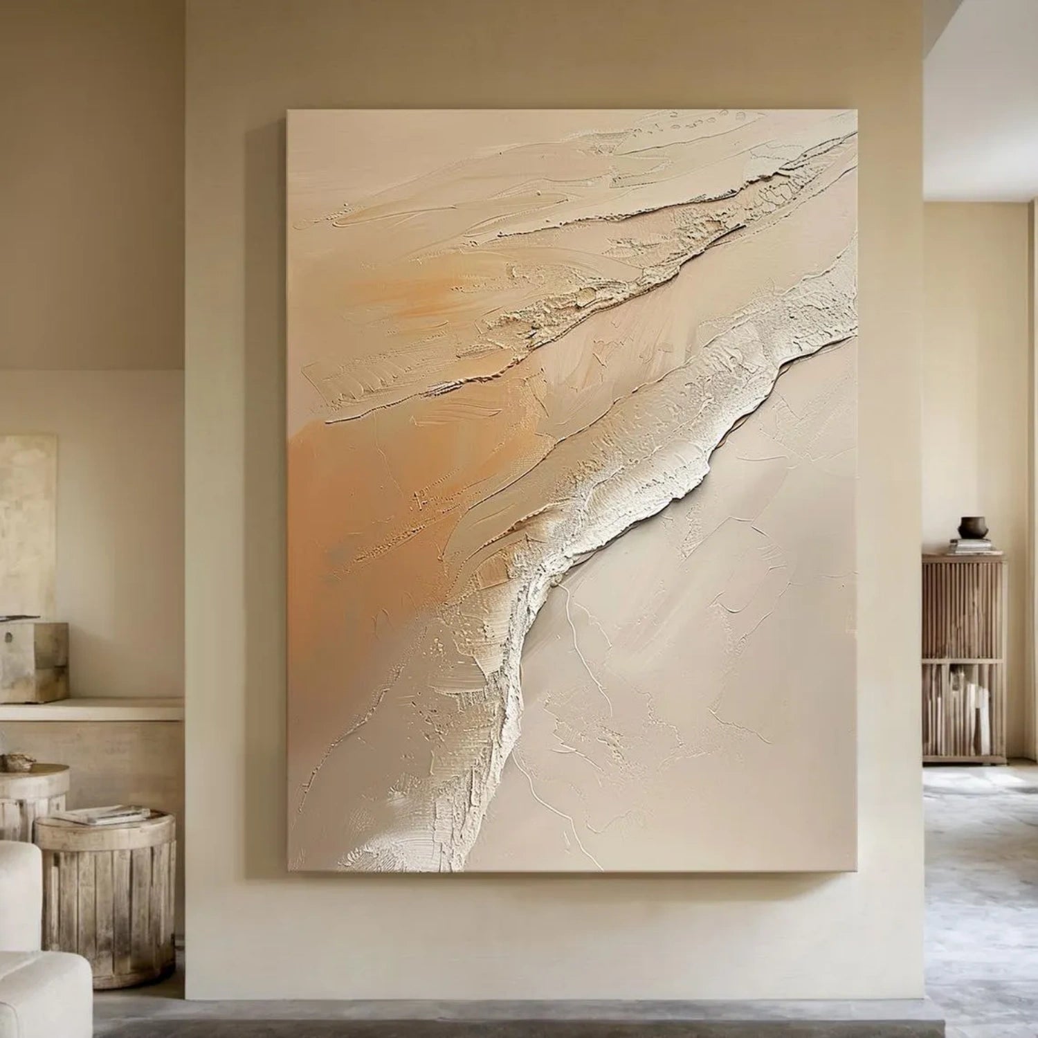 Wabi Sabi Textured Wall Art #WS309 - Handmade Japanese Inspired Abstract Canvas Painting for Living Room, Bedroom & Office Decor