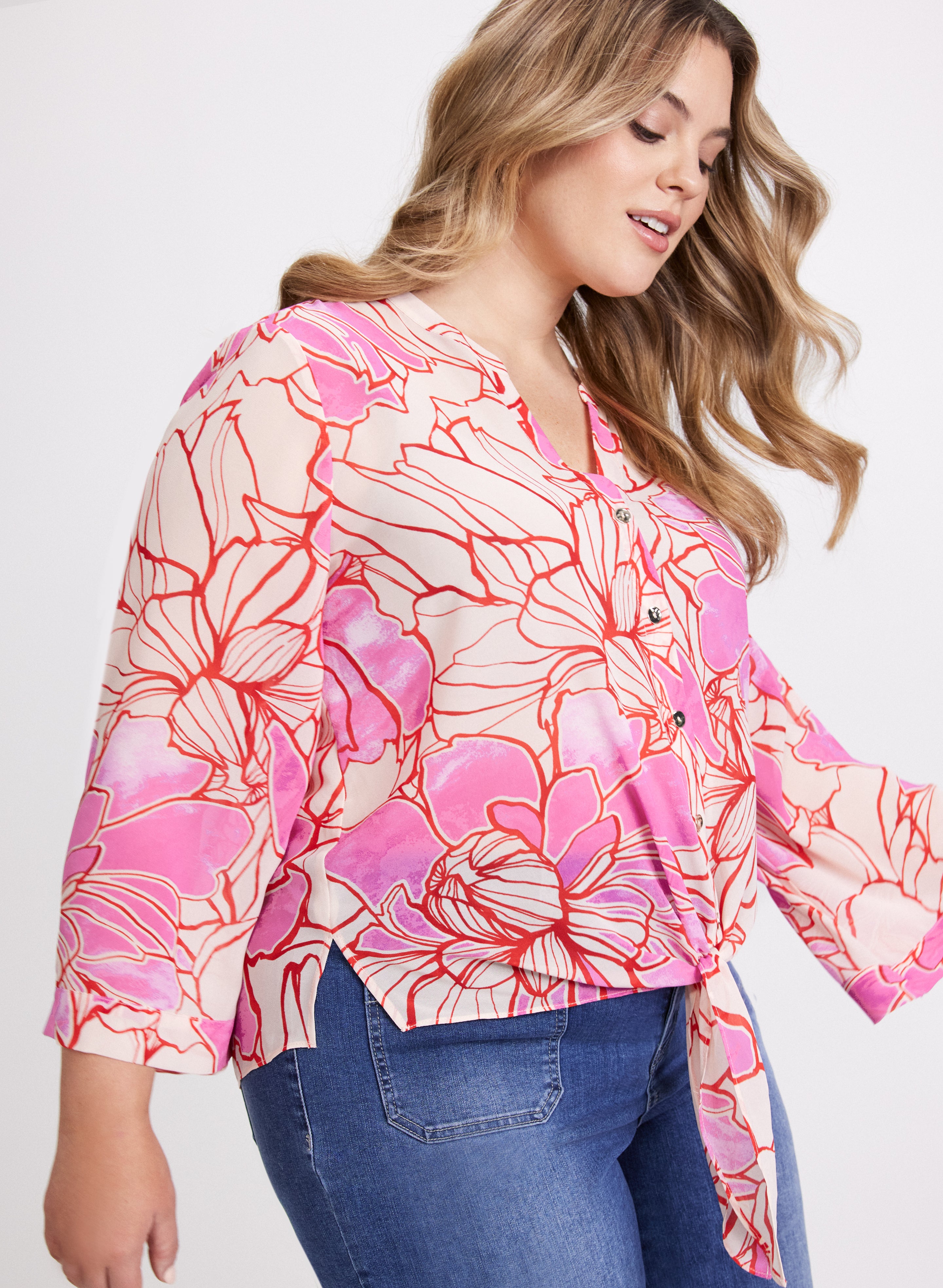 Floral Print Blouse for Women - Elegant Flowy Summer Tops - Perfect for Office, Date Night & Casual Outings