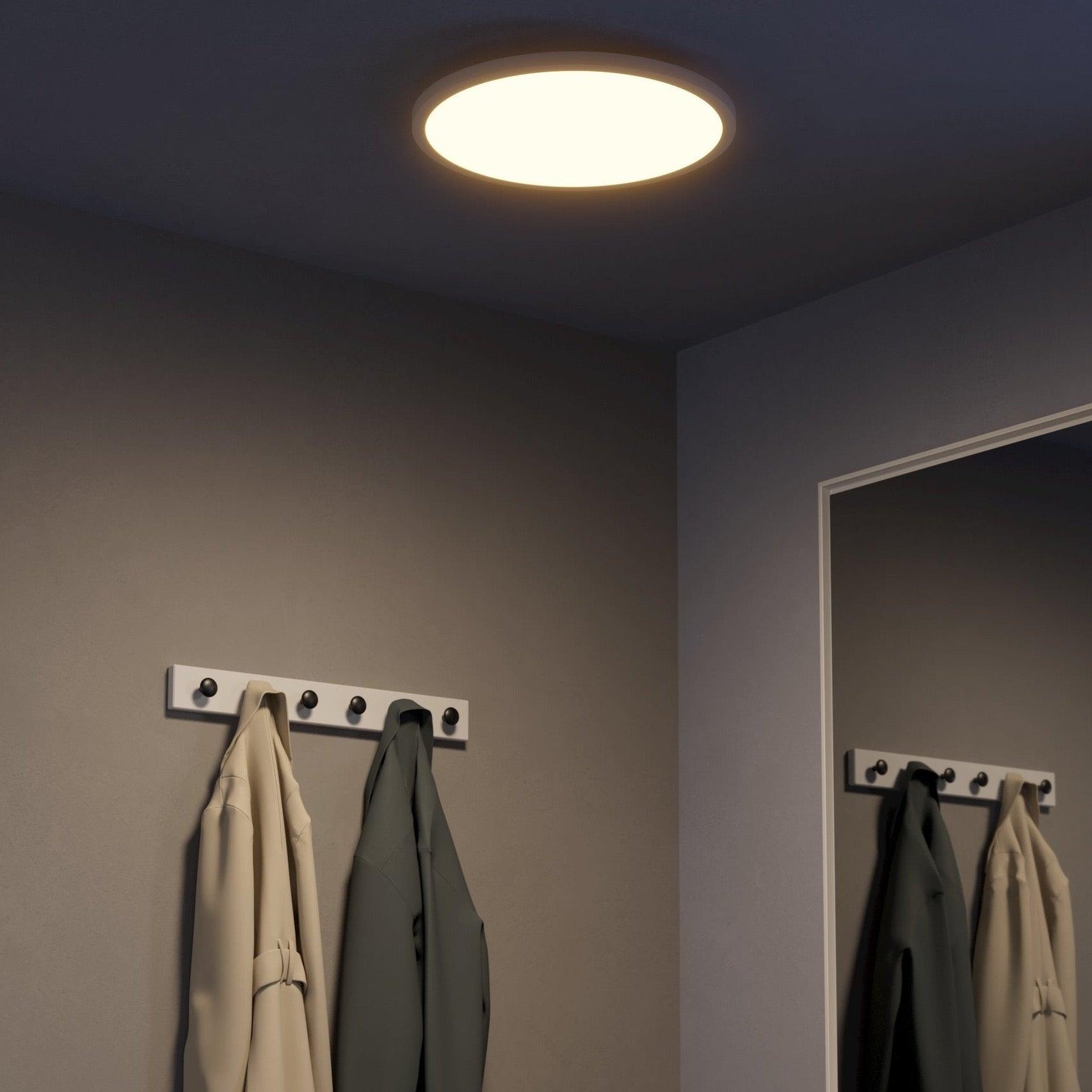 Eglo Connect Sarsina Z Smart White Round LED Flush Ceiling Light 45cm - Modern Dimmable Lighting for Bedroom, Living Room & Kitchen | Alexa & Google Home Compatible
