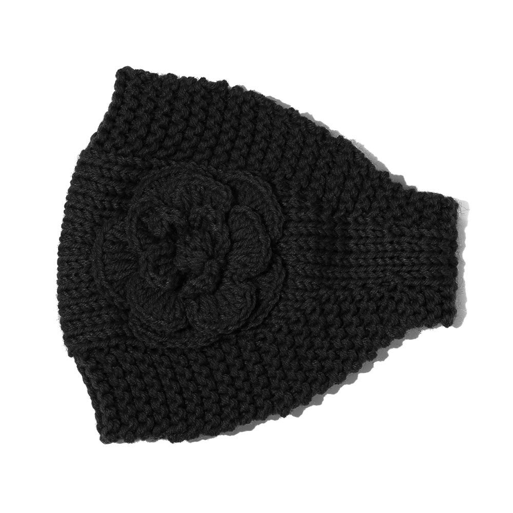 Stylish Winter Headbands for Women - Wide Stretchy Turban Ear Warmer with Floral Design (Black) | Perfect for Cold Weather, Outdoor Activities & Fashion Accessories