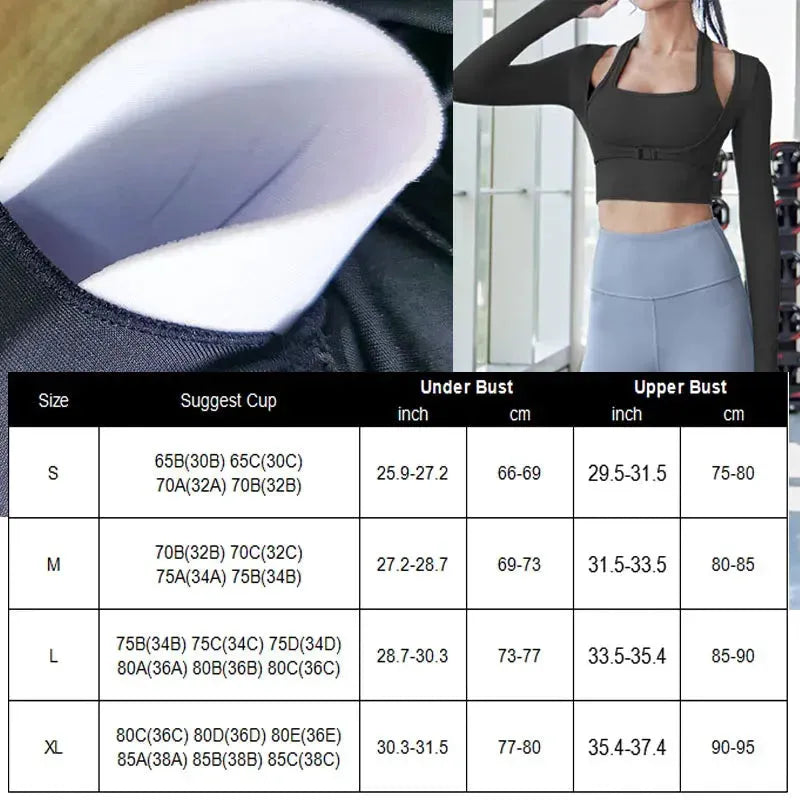 AIITHUUG Women's Long Sleeve Padded Yoga Shirt - Fake Two Piece Workout Top with Underbust Fastener for Gym, Fitness & Yoga | Sexy & Comfortable Activewear for Women