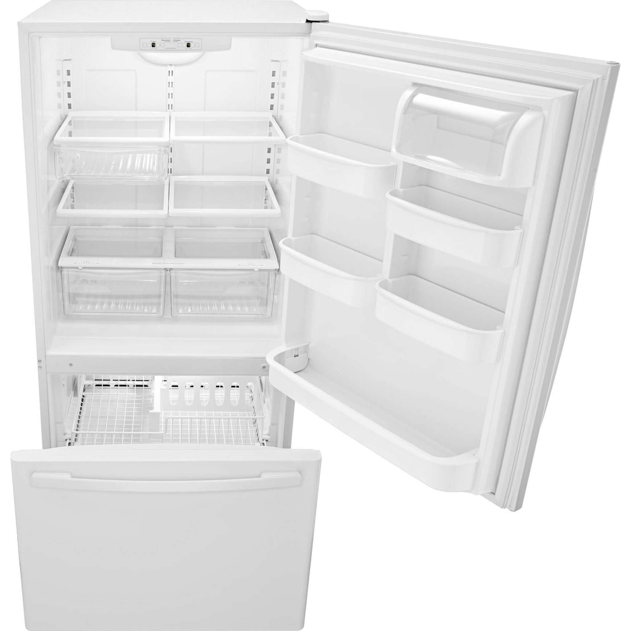 Amana ABB2224BRW 24-Inch Bottom Mount Refrigerator in White - Energy Efficient, Spacious Design for Kitchens, Apartments & Small Spaces