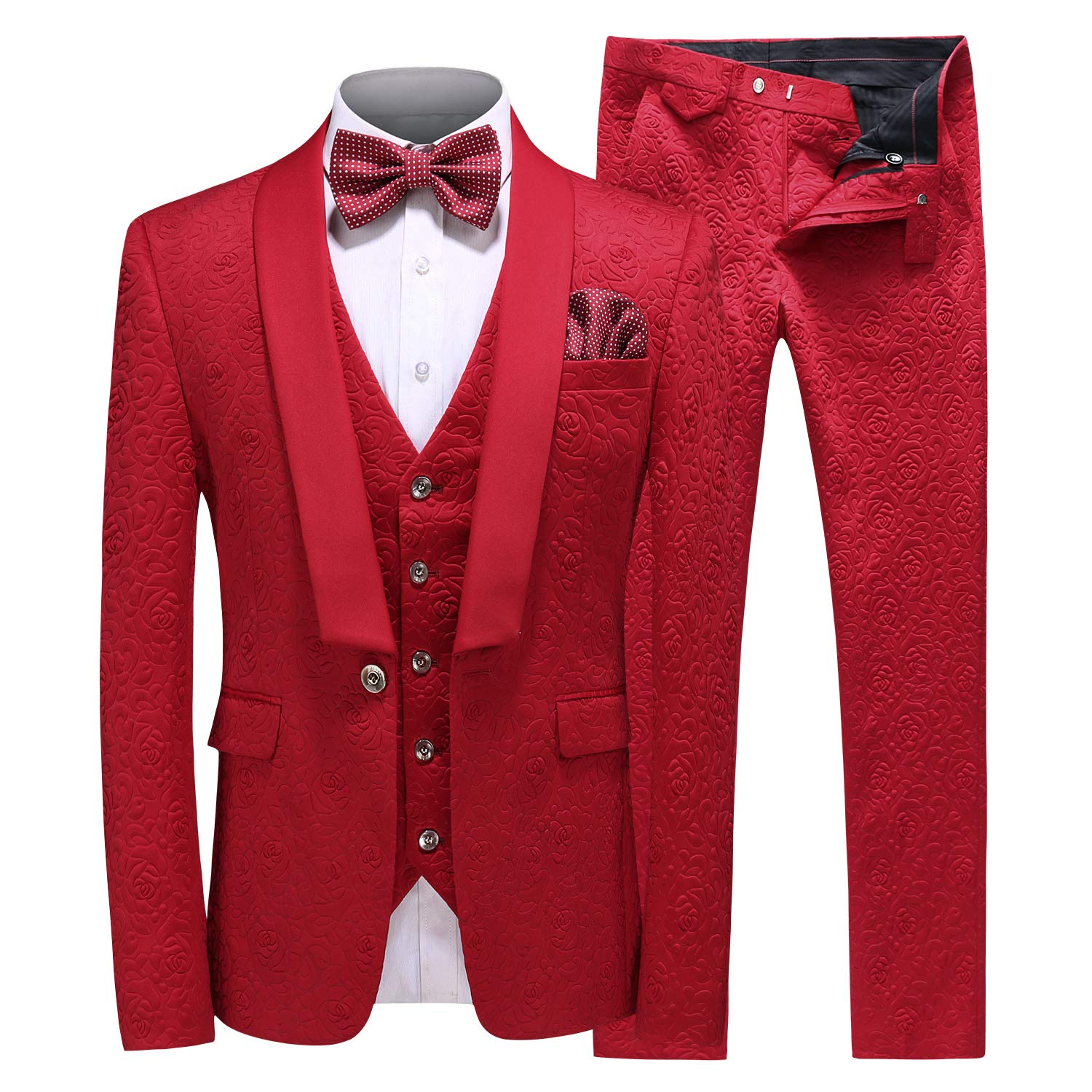 Premium 3-Piece Men's Suits Slim Fit Tuxedo Set - Blazer, Vest & Pants for Wedding, Prom & Formal Events (Black, White, Red, Blue) | Perfect for Business Meetings, Cocktail Parties & Special Occasions