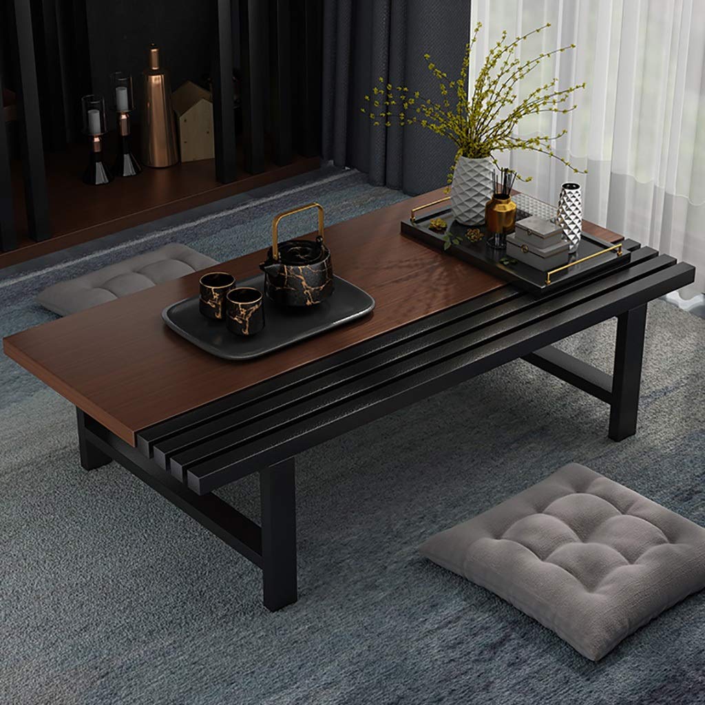 Japanese-Style Low Coffee Table - 100x50x30cm E1 Eco-Friendly MDF Top with Carbon Steel Frame - Modern Living Room, Zen Meditation & Small Space Furniture (Color B)