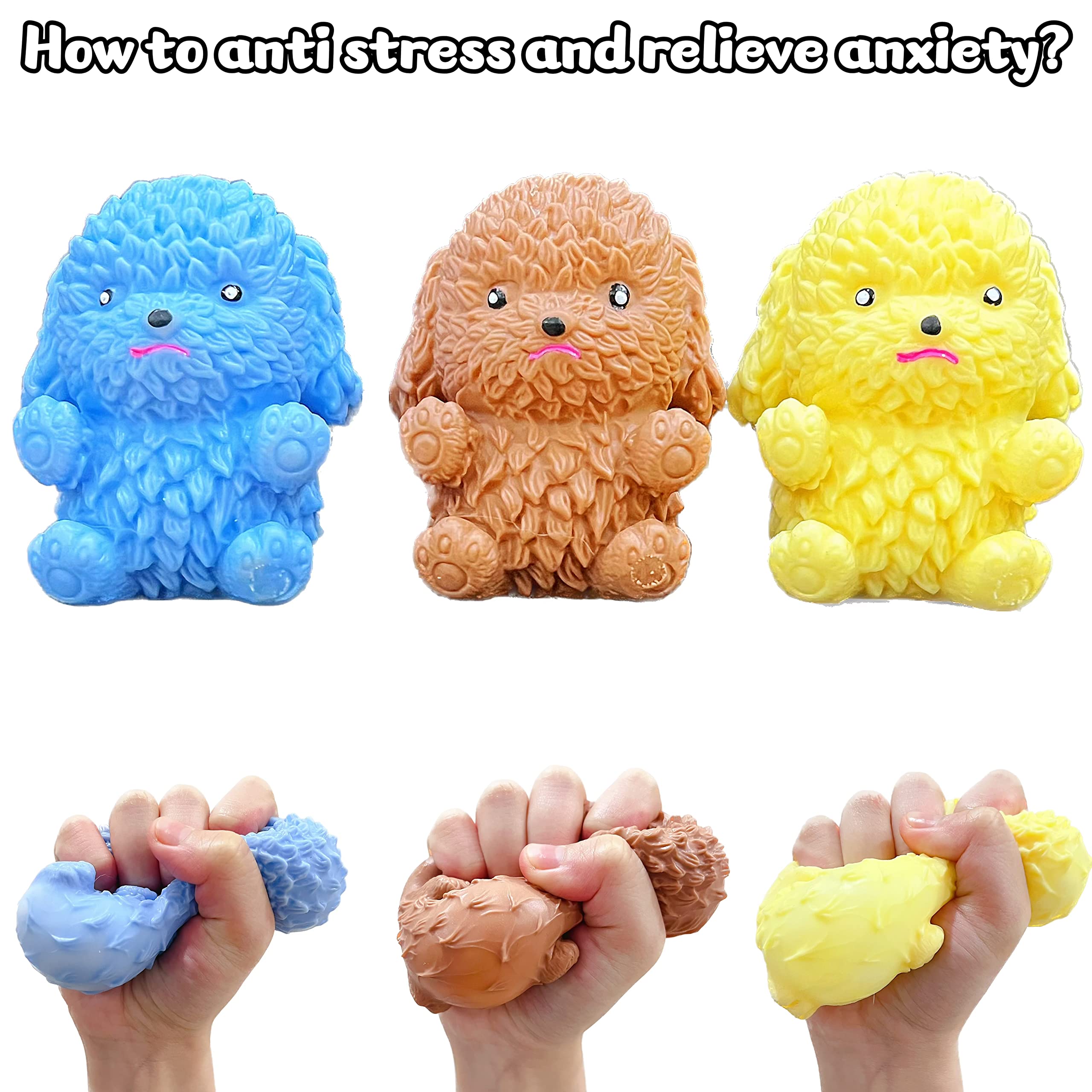 Adorable Squishy Dog Stress Relief Balls (3-Pack) - Fun Fidget Toys for Kids & Adults, Soft Sensory Squeeze Toys for Anxiety Relief, Party Favors, Easter Basket Stuffers - Perfect for Office, Classroom & Travel Stress Relief