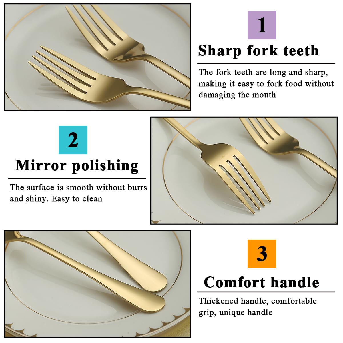 24-Piece Gold-Plated Stainless Steel Dinner Forks Set - Elegant Titanium Gold Flatware for Home, Restaurant, Wedding & Events - Perfect for Fine Dining, Parties & Daily Use